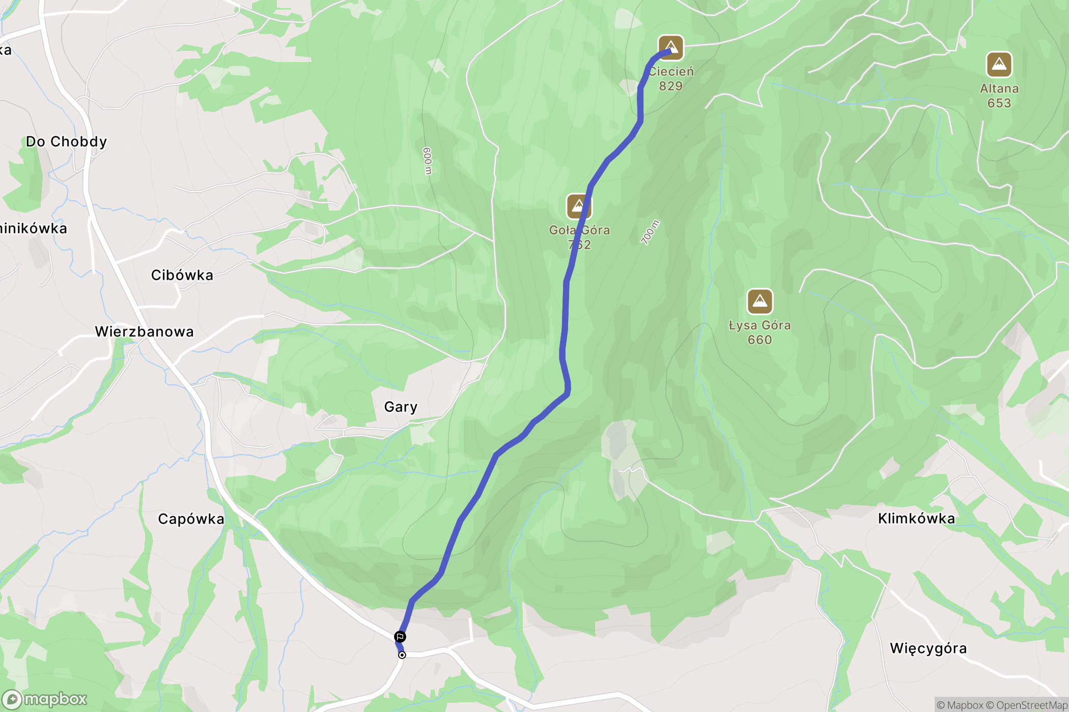 Wierzbanowa: mapa trasy - Poland