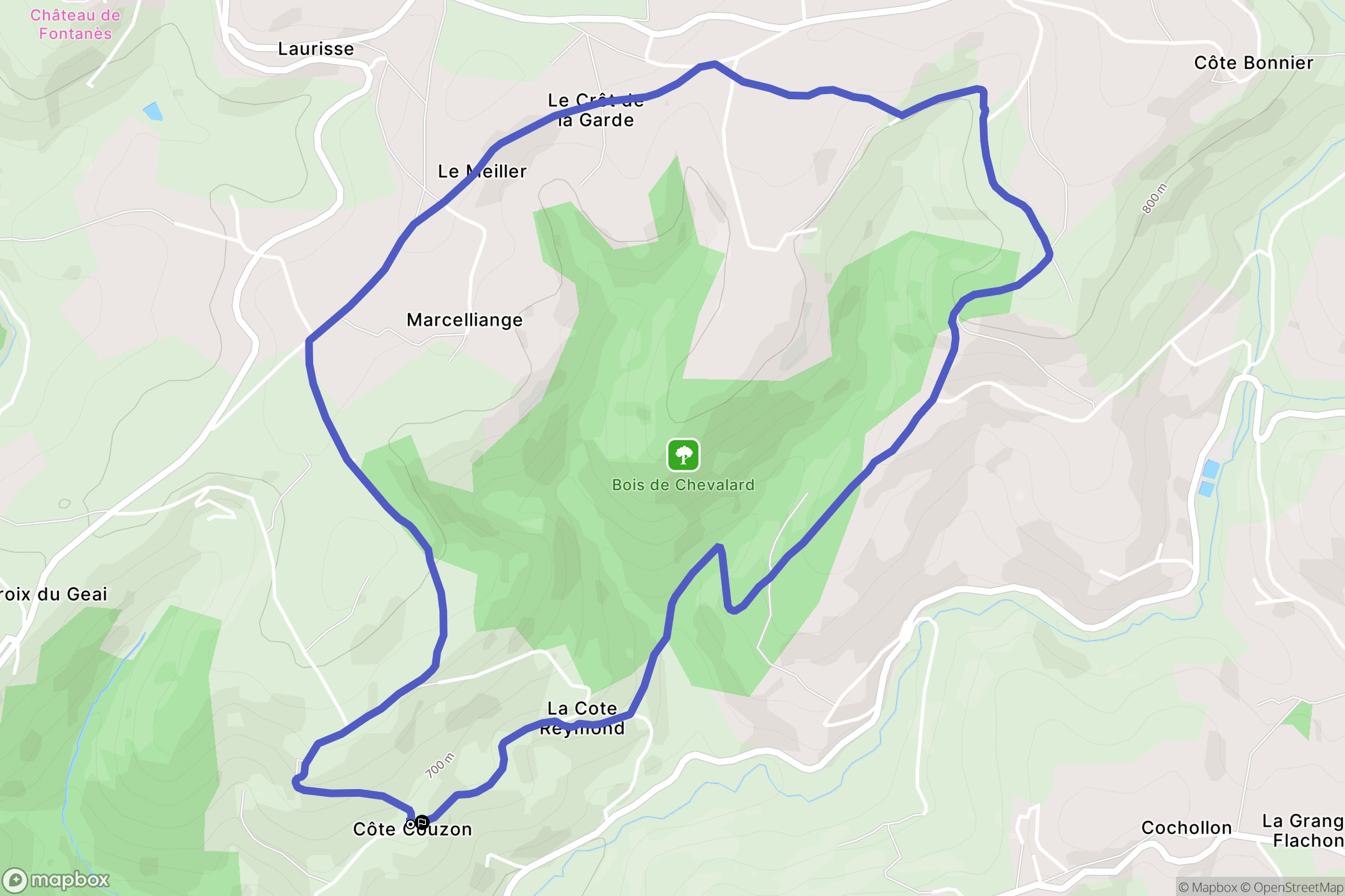 Saint-Christo-en-Jarez : carte du parcours de randonnée - France