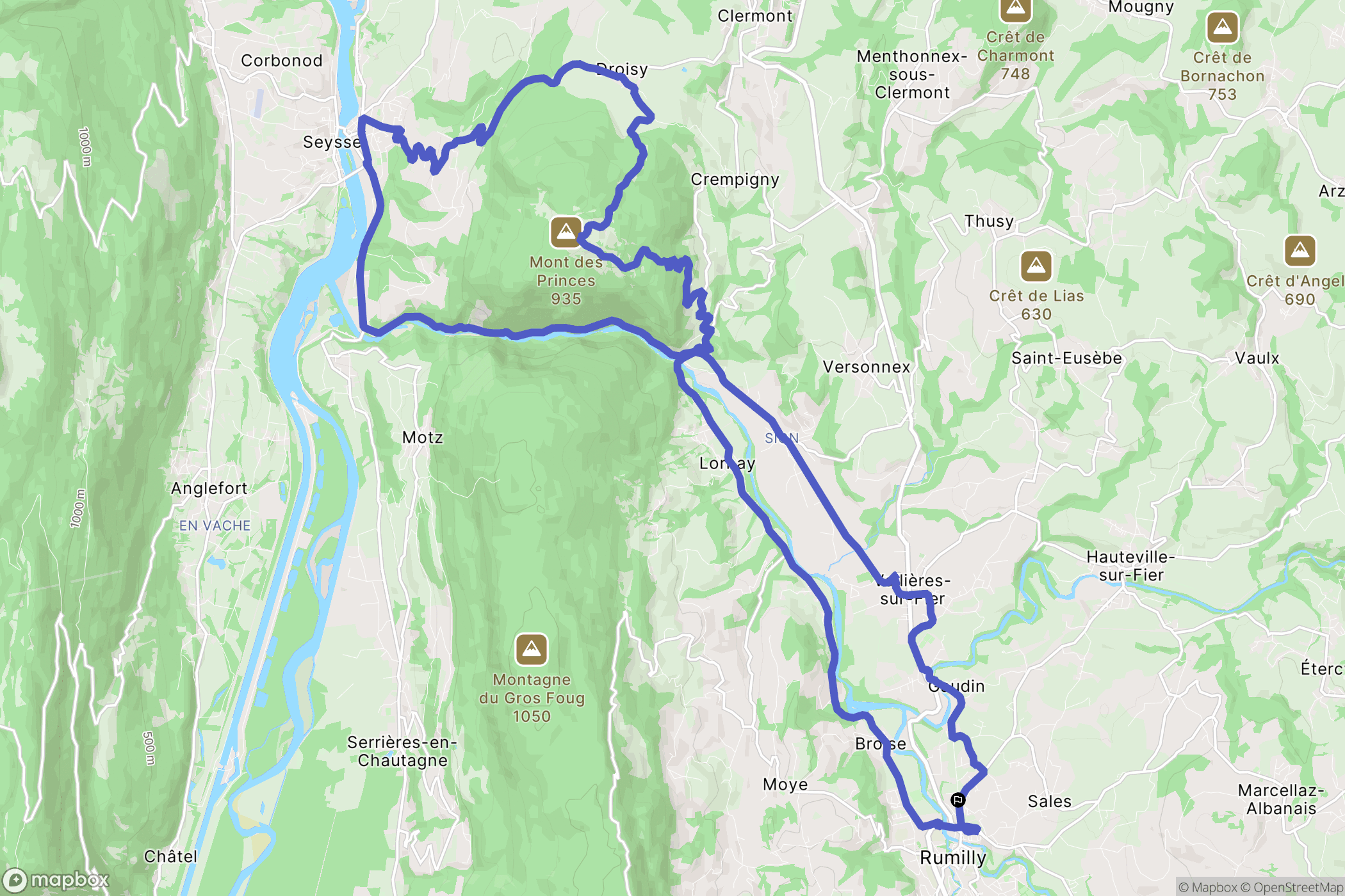Rumilly : carte du parcours de randonnée - France