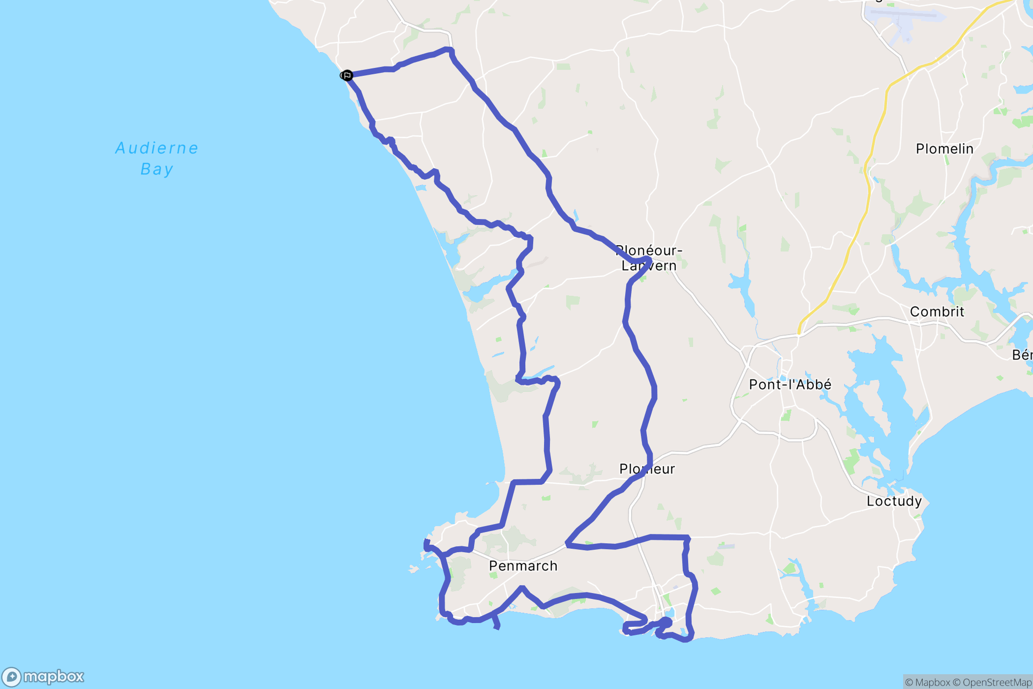 Plozévet : carte du parcours de randonnée - France