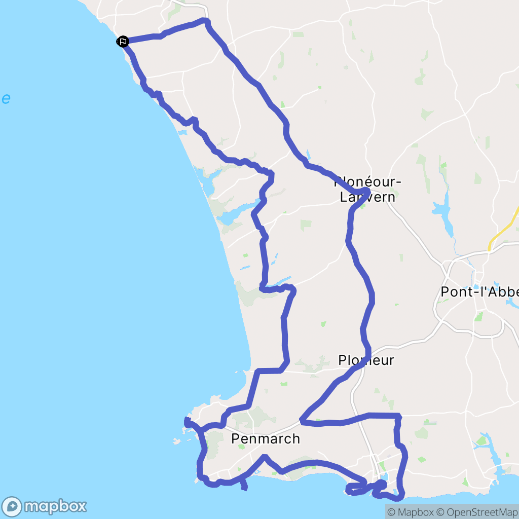 Plozévet : carte du parcours de randonnée - France