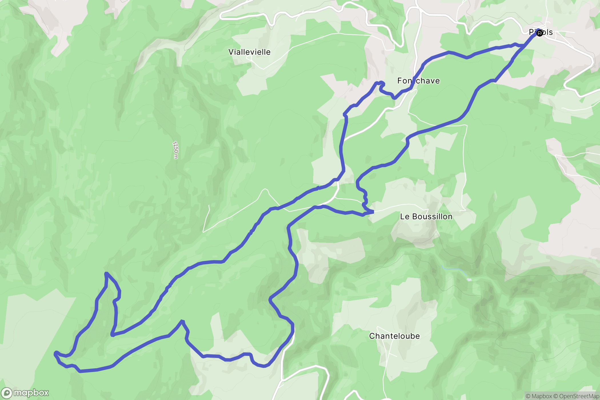 Pinols : carte du parcours de randonnée - France