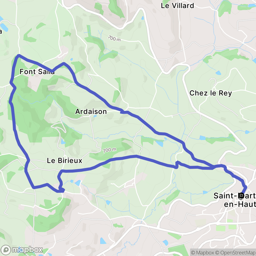 Saint-Martin-en-Haut : carte du parcours de randonnée - France