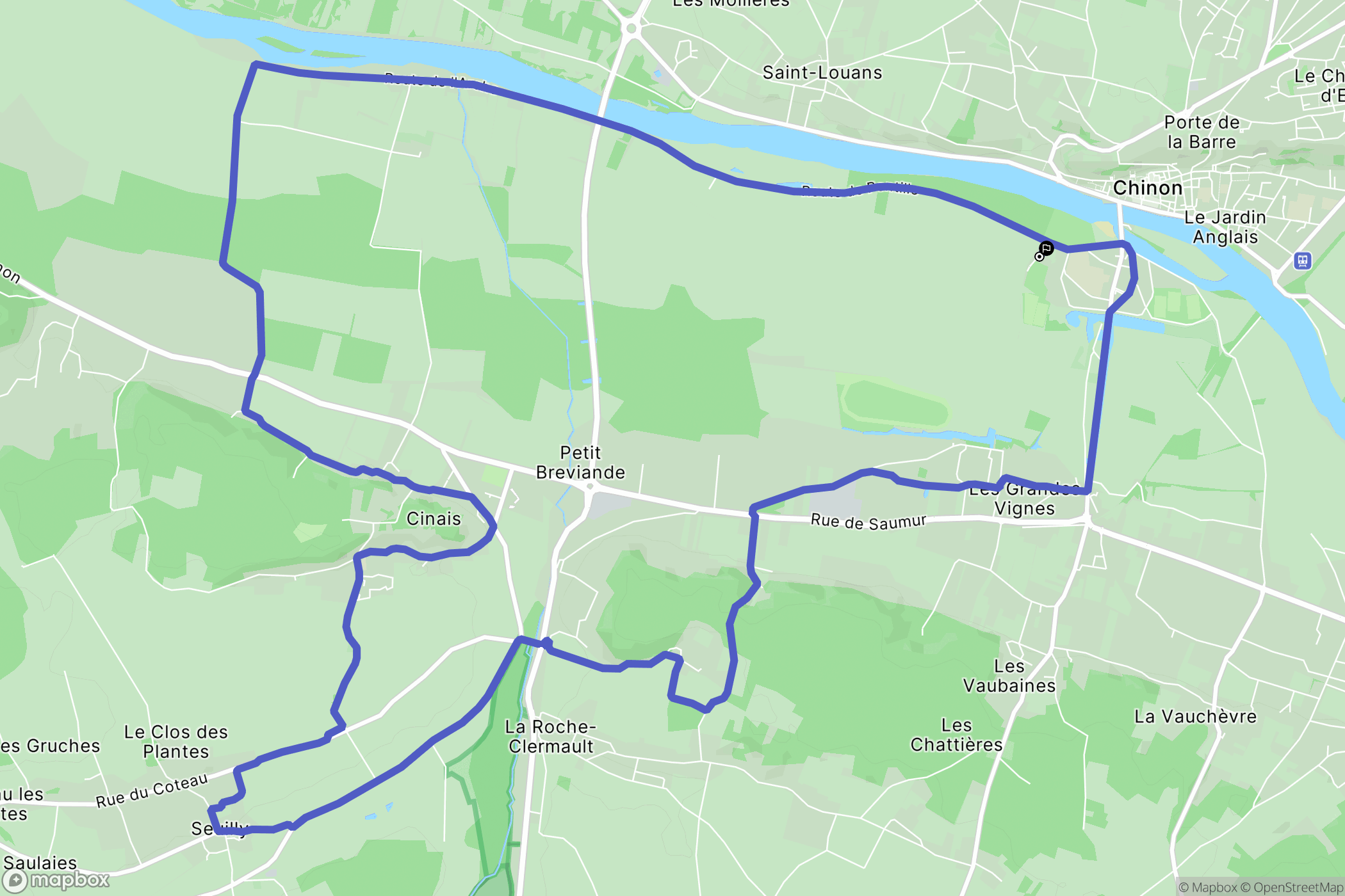 Chinon : carte du parcours de randonnée - France