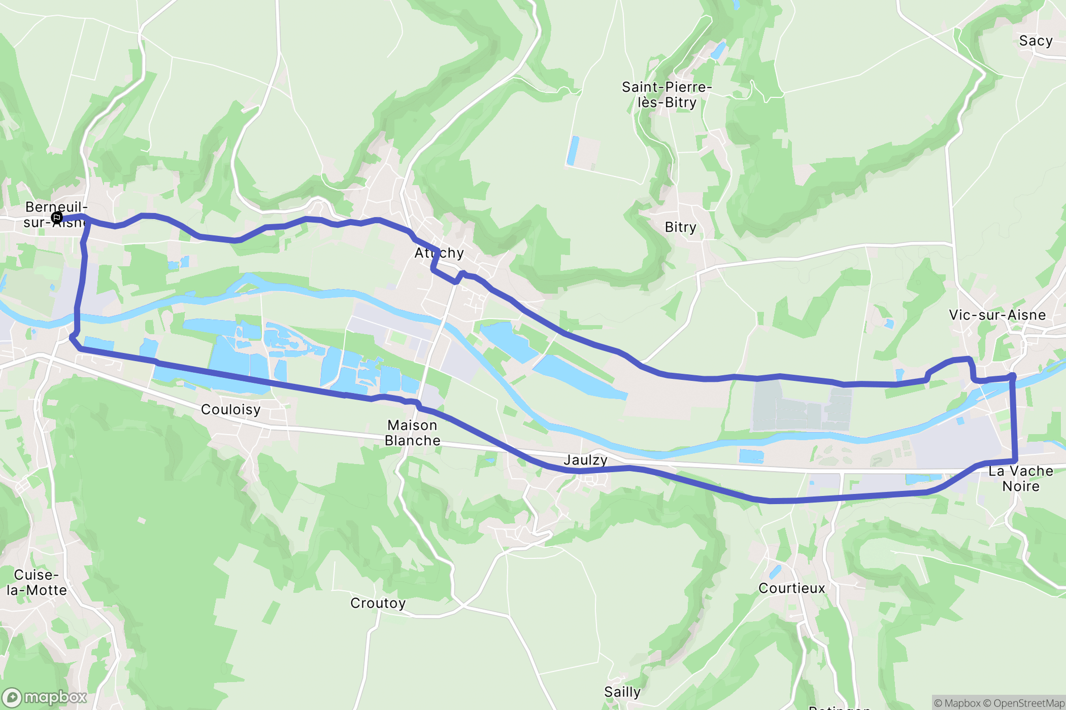 Berneuil-sur-Aisne : carte du parcours de randonnée - France