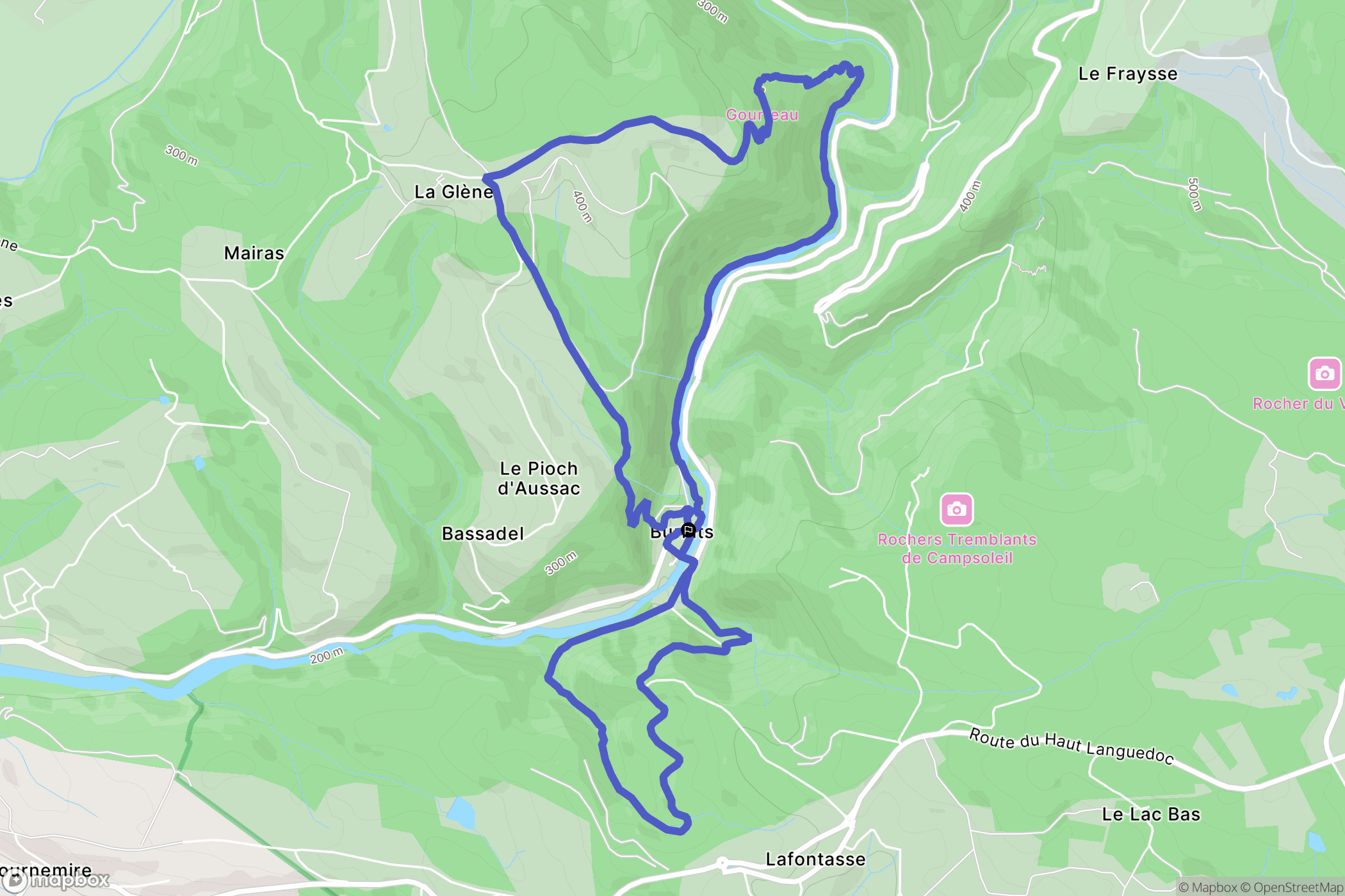 Burlats : carte du parcours de randonnée - France