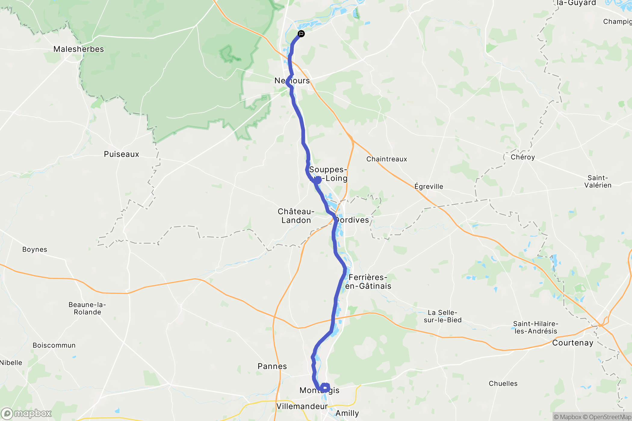 Montcourt-Fromonville : carte du parcours de randonnée - France
