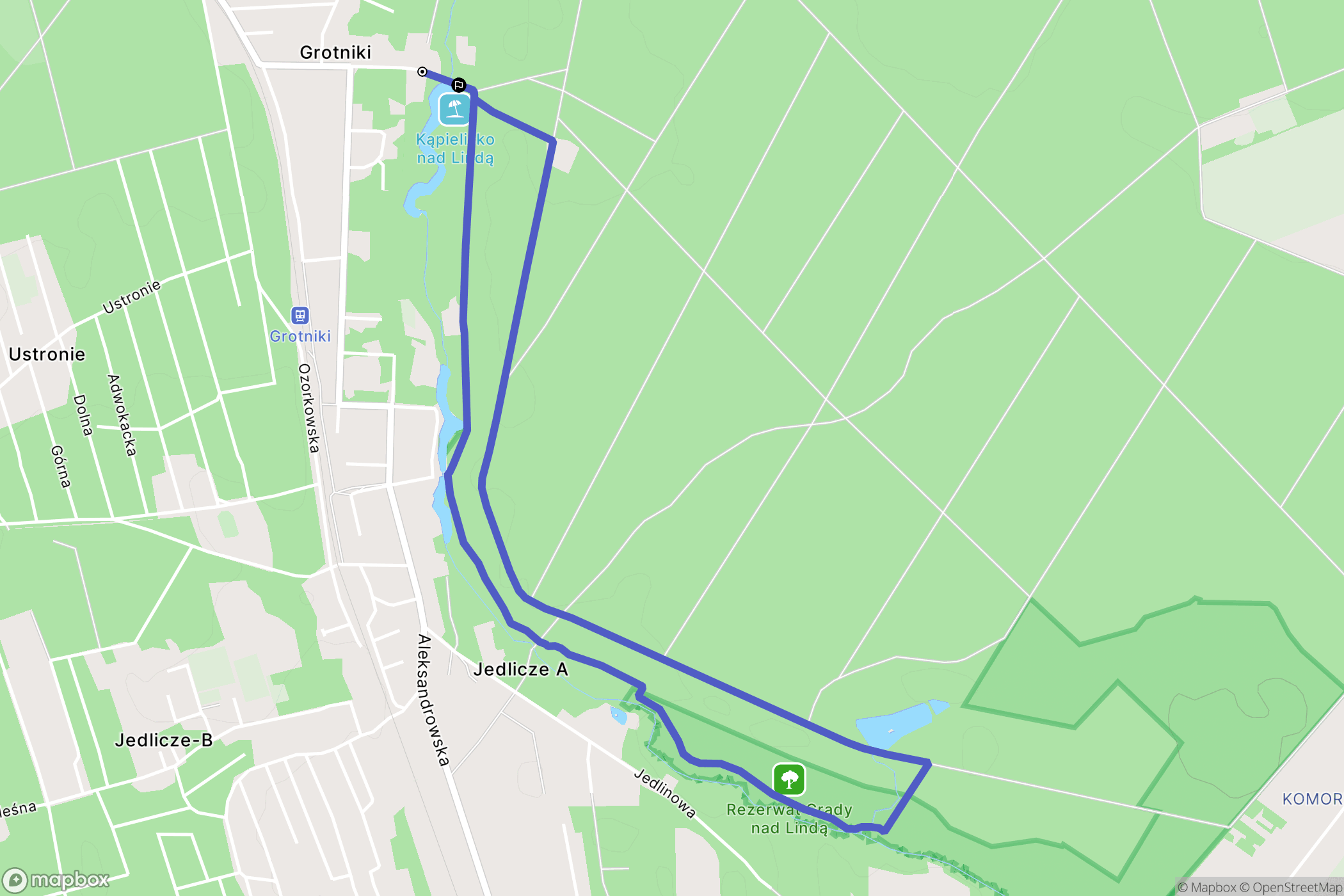 Grotniki: mapa trasy - Poland