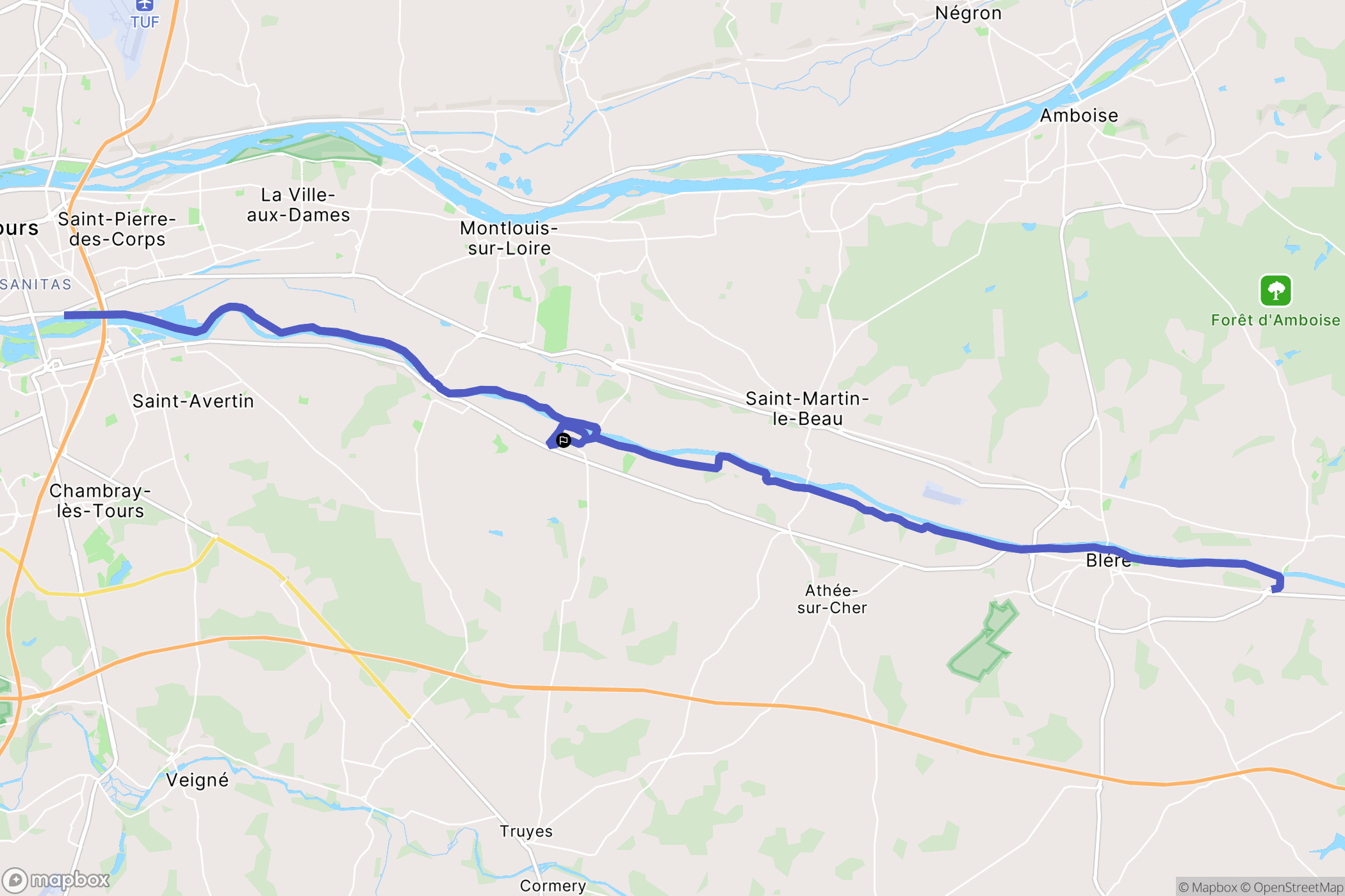 Azay-sur-Cher : carte du parcours de randonnée - France