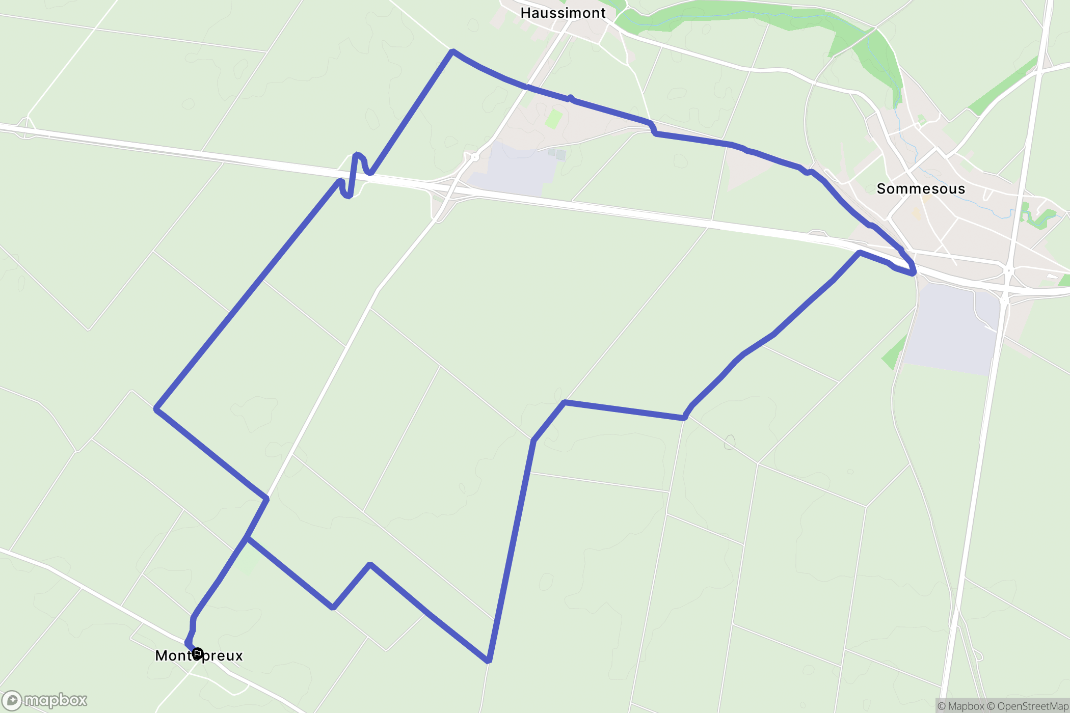 Montépreux : carte du parcours de randonnée - France