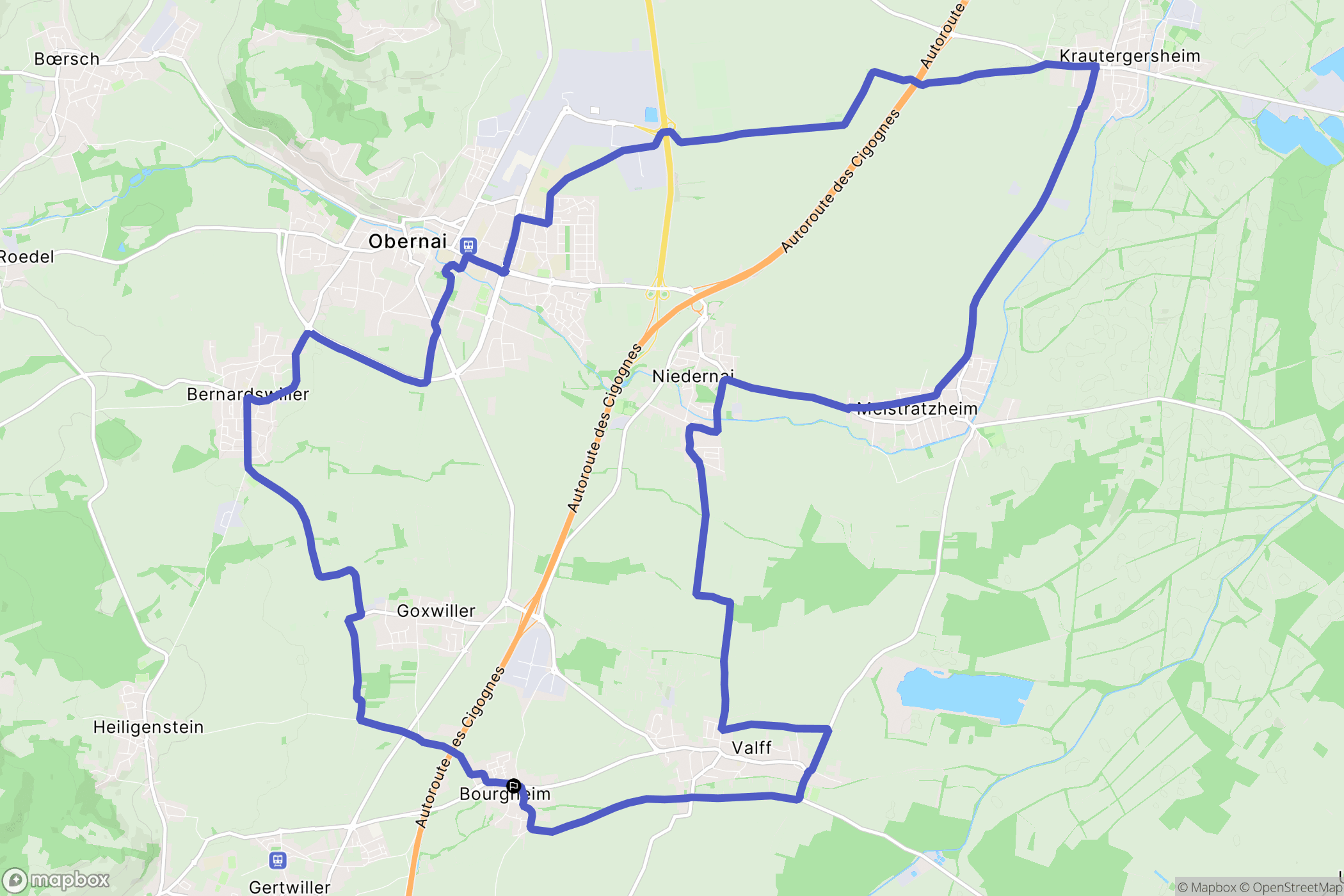 Bourgheim : carte du parcours de randonnée - France