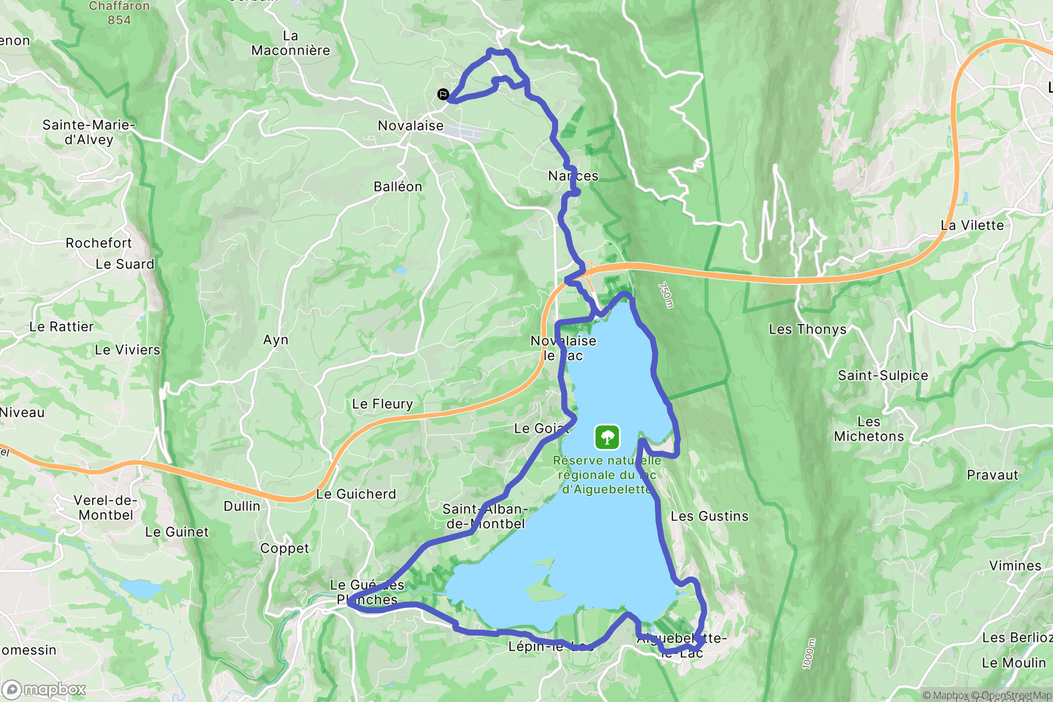 Novalaise : carte du parcours de randonnée - France