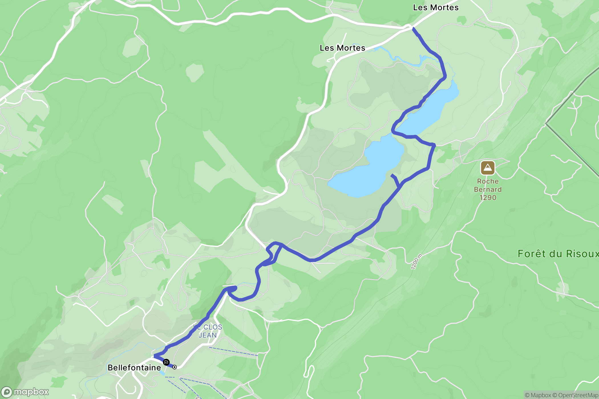 Bellefontaine : carte du parcours de randonnée - France