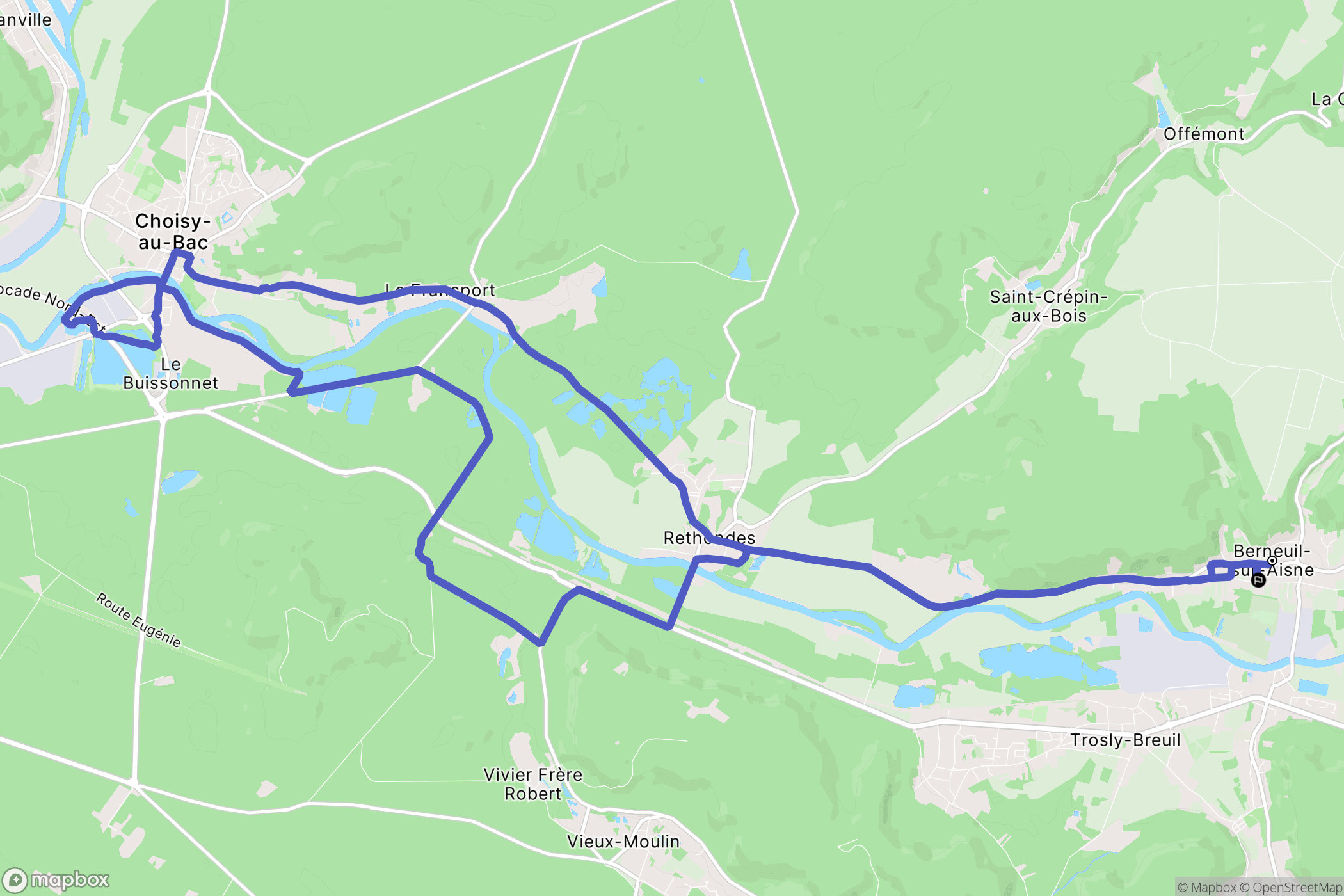 Berneuil-sur-Aisne : carte du parcours de randonnée - France