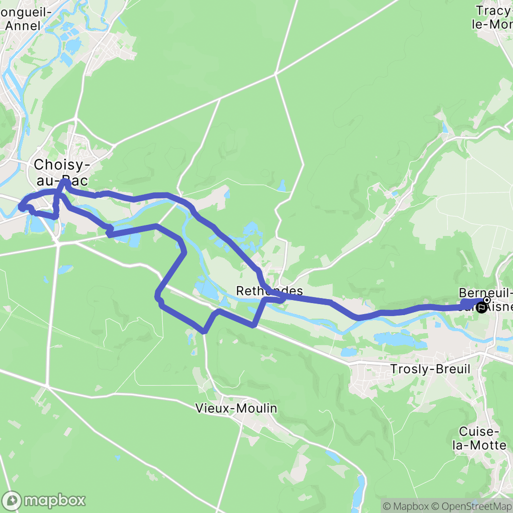 Berneuil-sur-Aisne : carte du parcours de randonnée - France