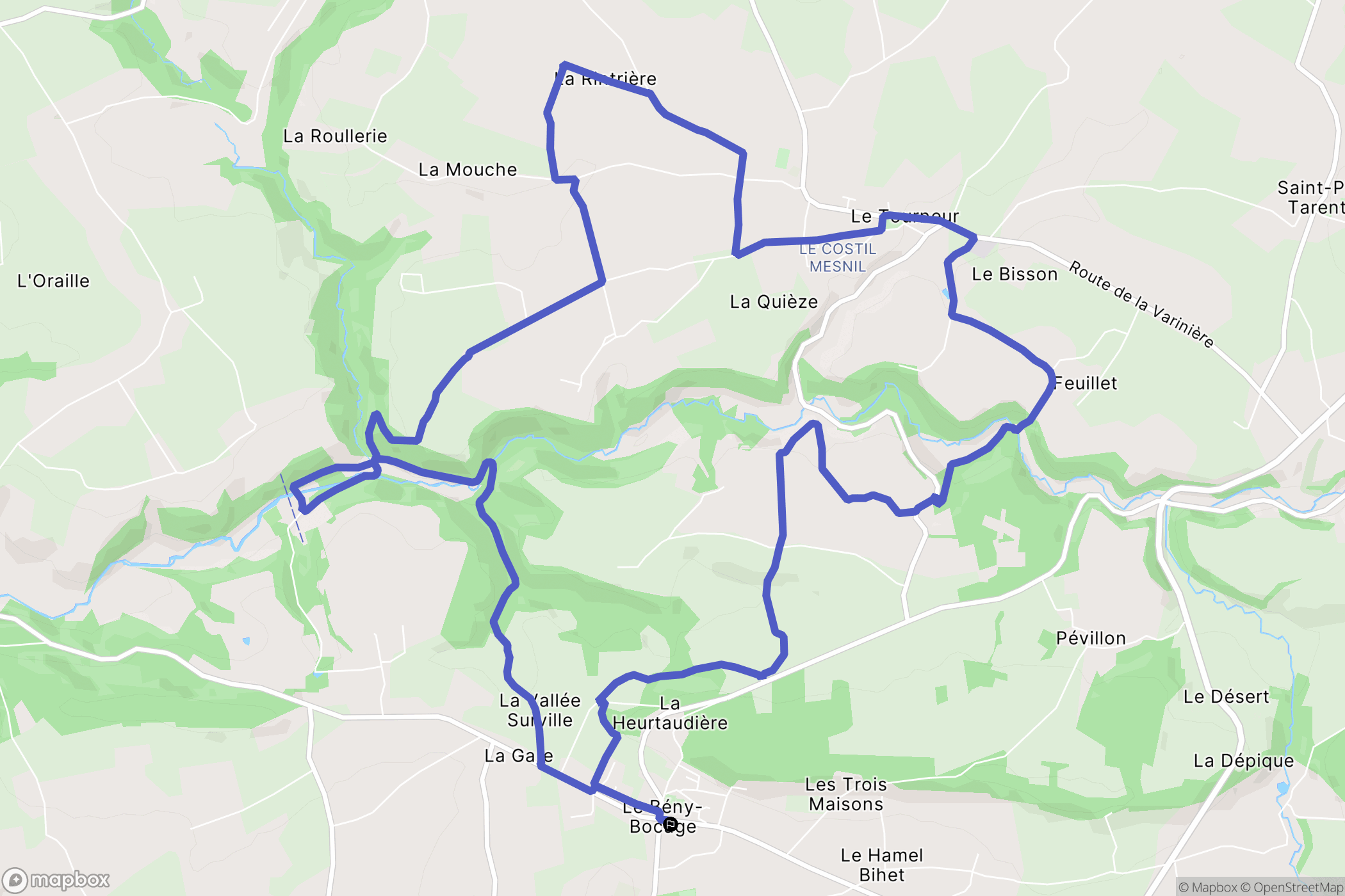 Souleuvre en Bocage : carte du parcours de randonnée - France