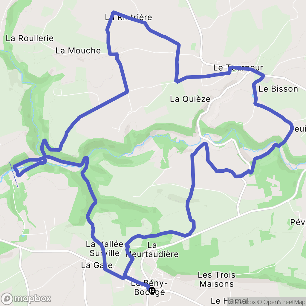Souleuvre en Bocage : carte du parcours de randonnée - France