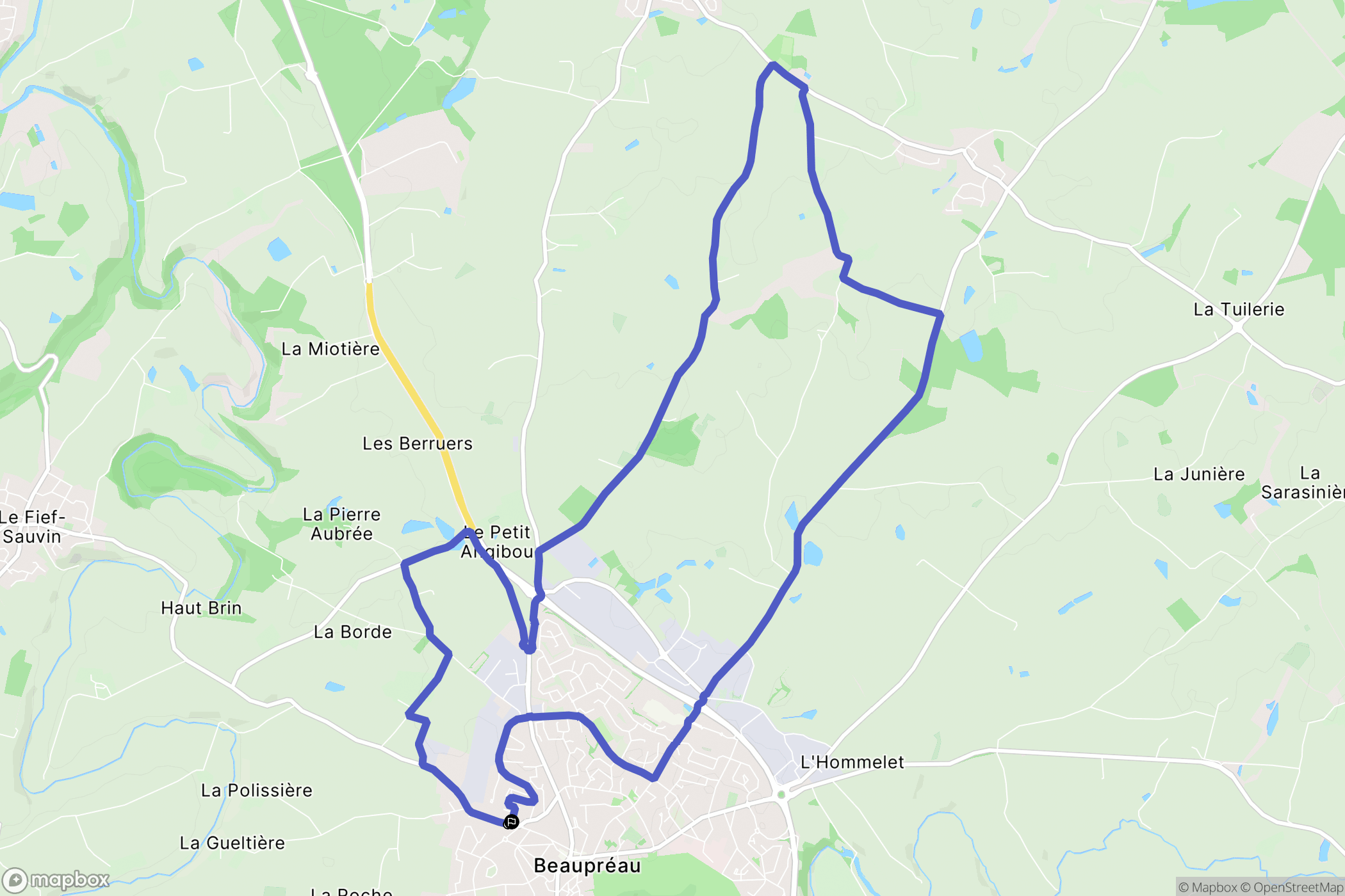 Beaupréau-en-Mauges : carte du parcours de randonnée - France