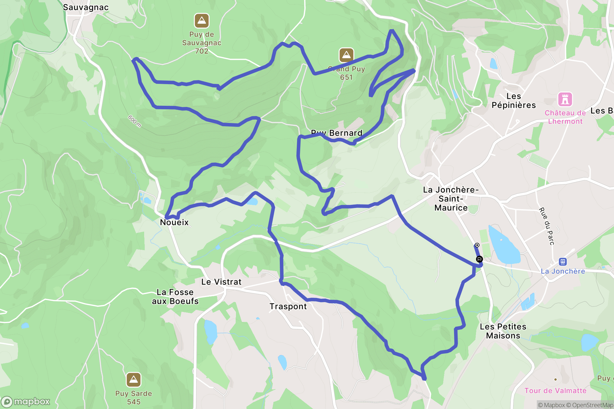 La Jonchère-Saint-Maurice : carte du parcours de randonnée - France
