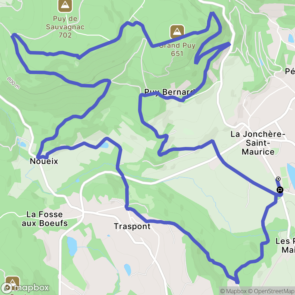 La Jonchère-Saint-Maurice : carte du parcours de randonnée - France