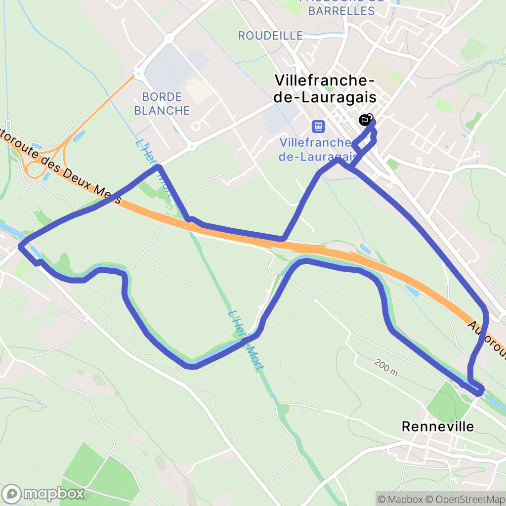 Villefranche-de-Lauragais : carte du parcours de randonnée - France
