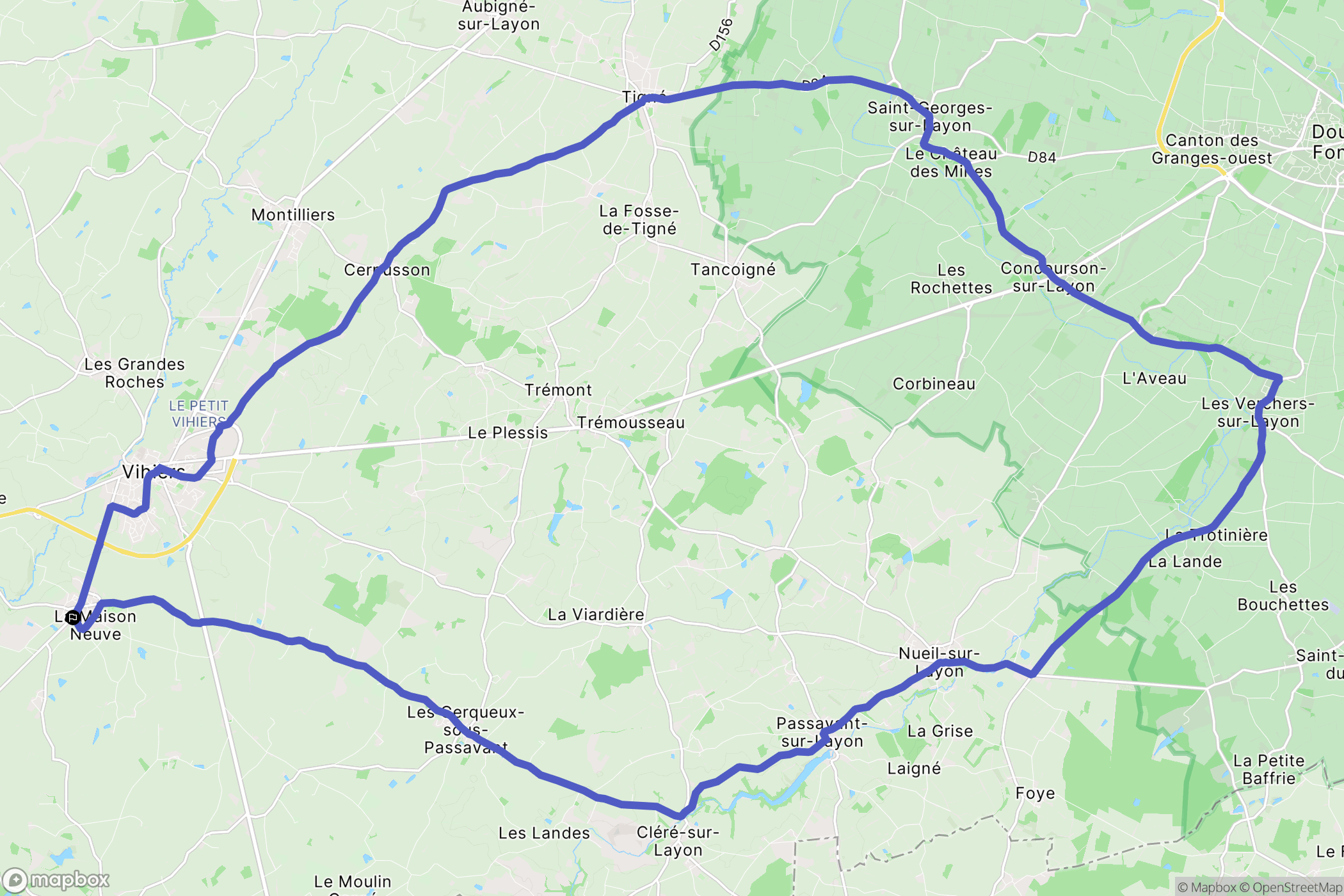 Lys-Haut-Layon : carte du parcours de randonnée - France