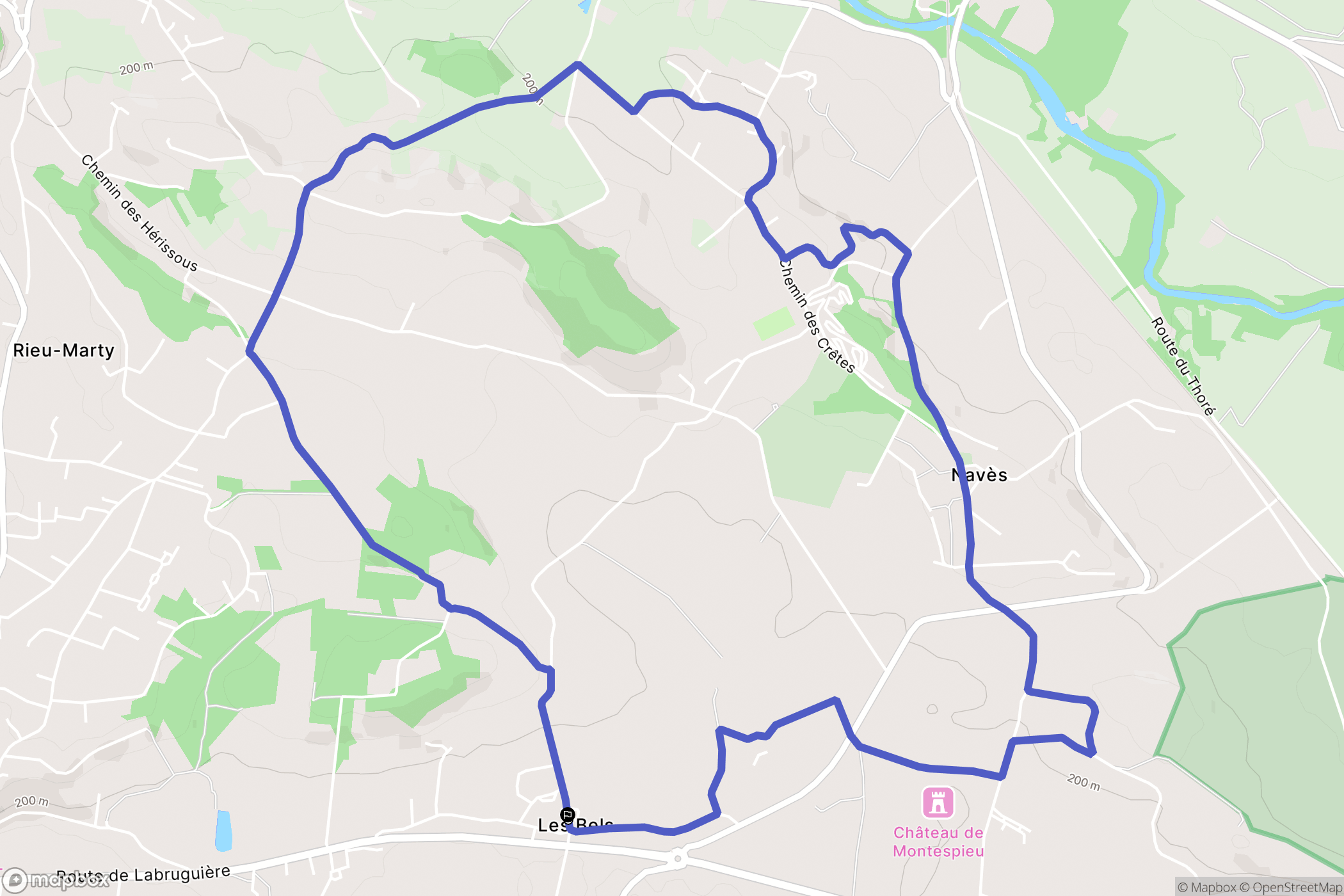 Viviers-lès-Montagnes : carte du parcours de randonnée - France