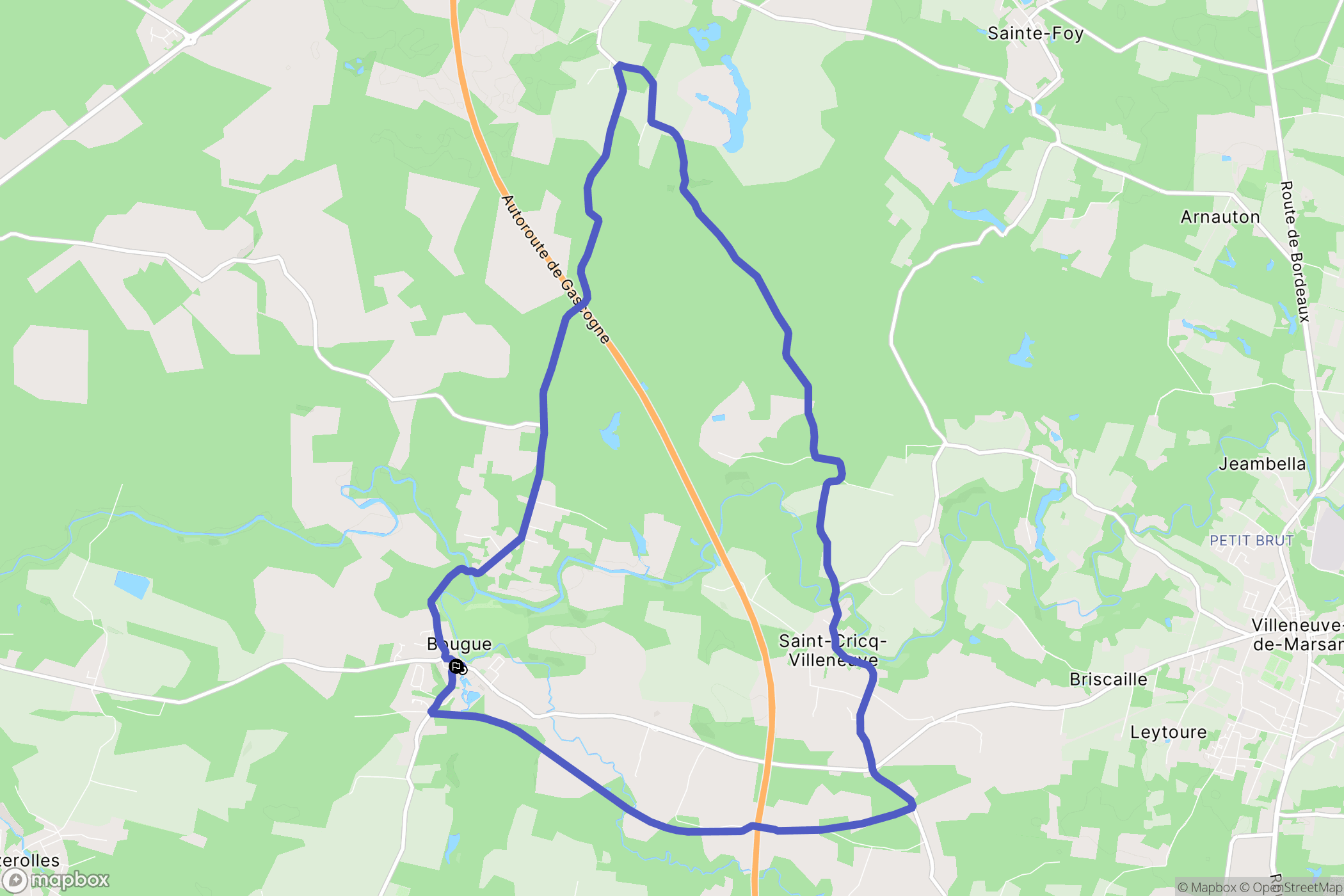 Bougue : carte du parcours de randonnée - France