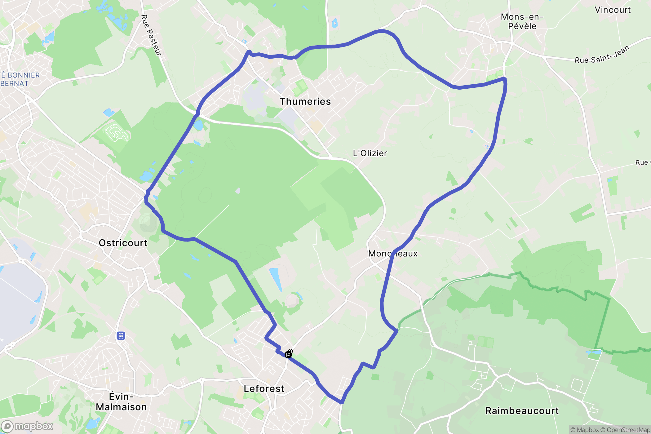 Leforest : carte du parcours de randonnée - France