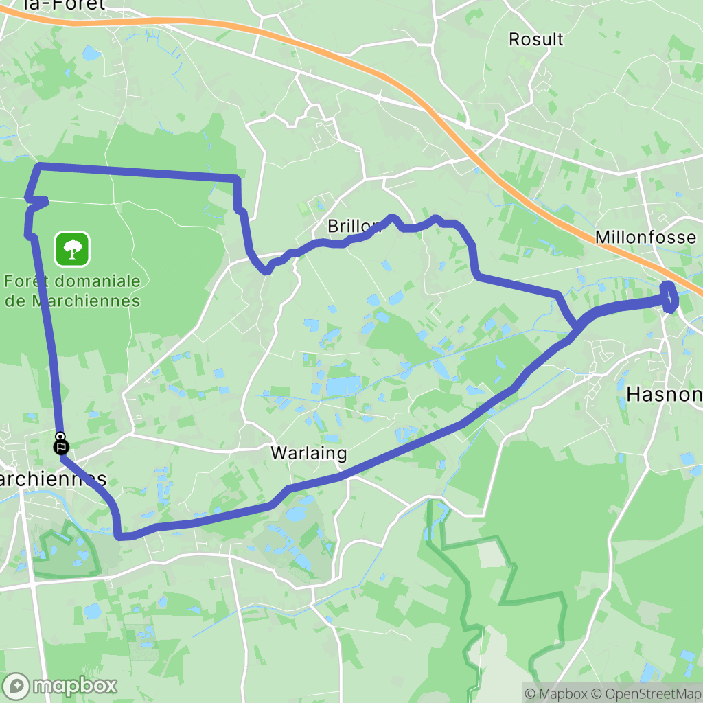 Marchiennes : carte du parcours de randonnée - France