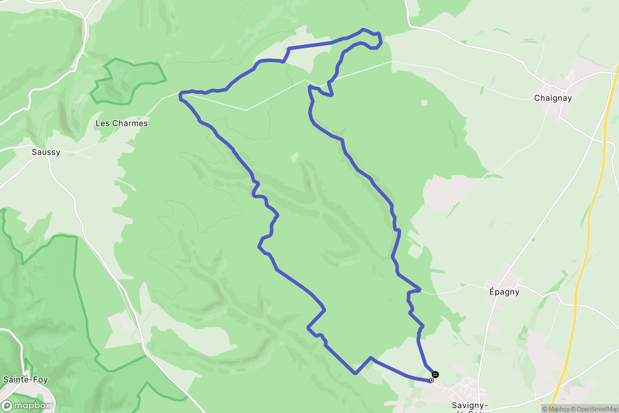 Savigny-le-Sec : carte du parcours de randonnée - France