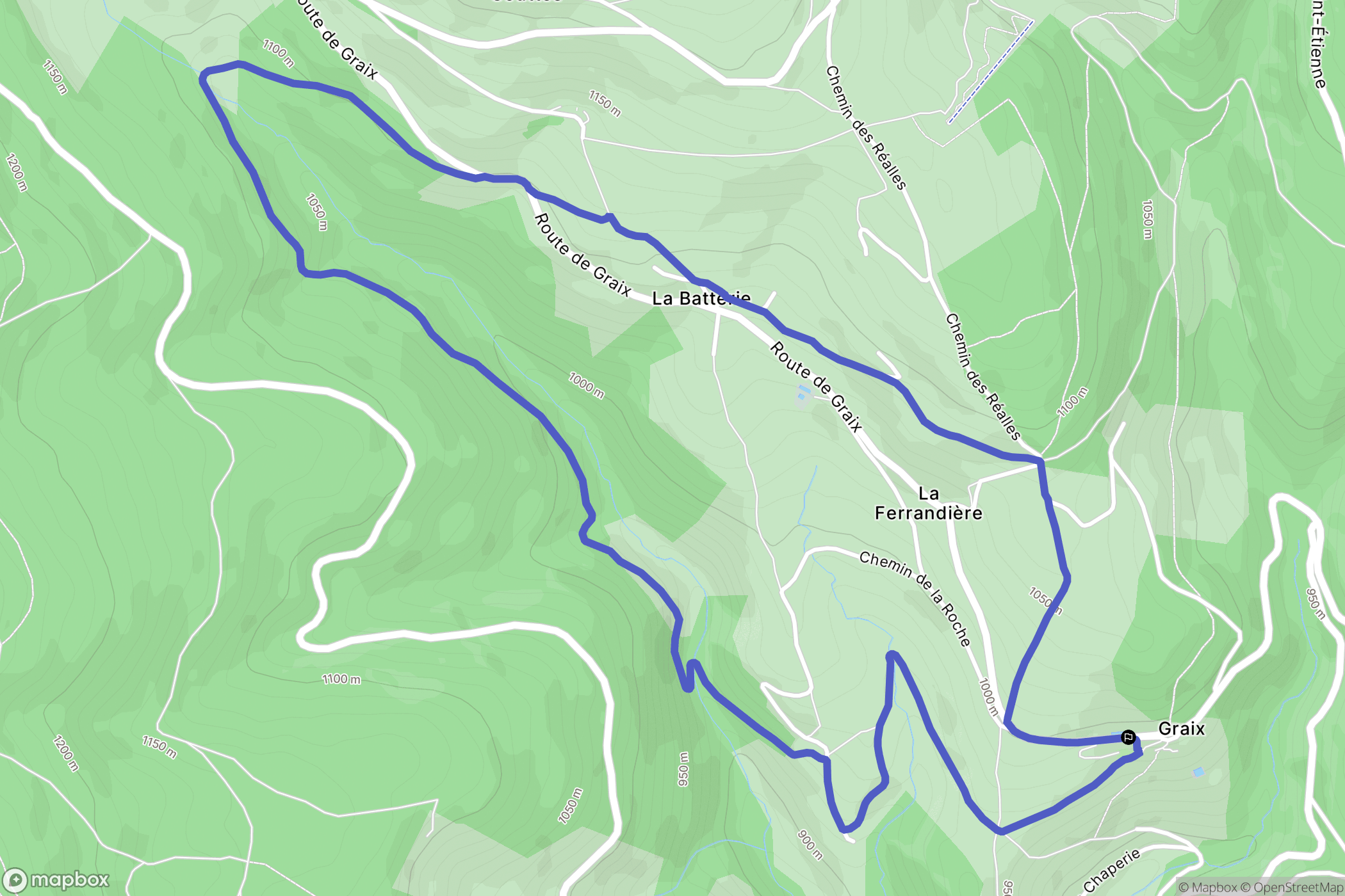 Graix : carte du parcours de randonnée - France