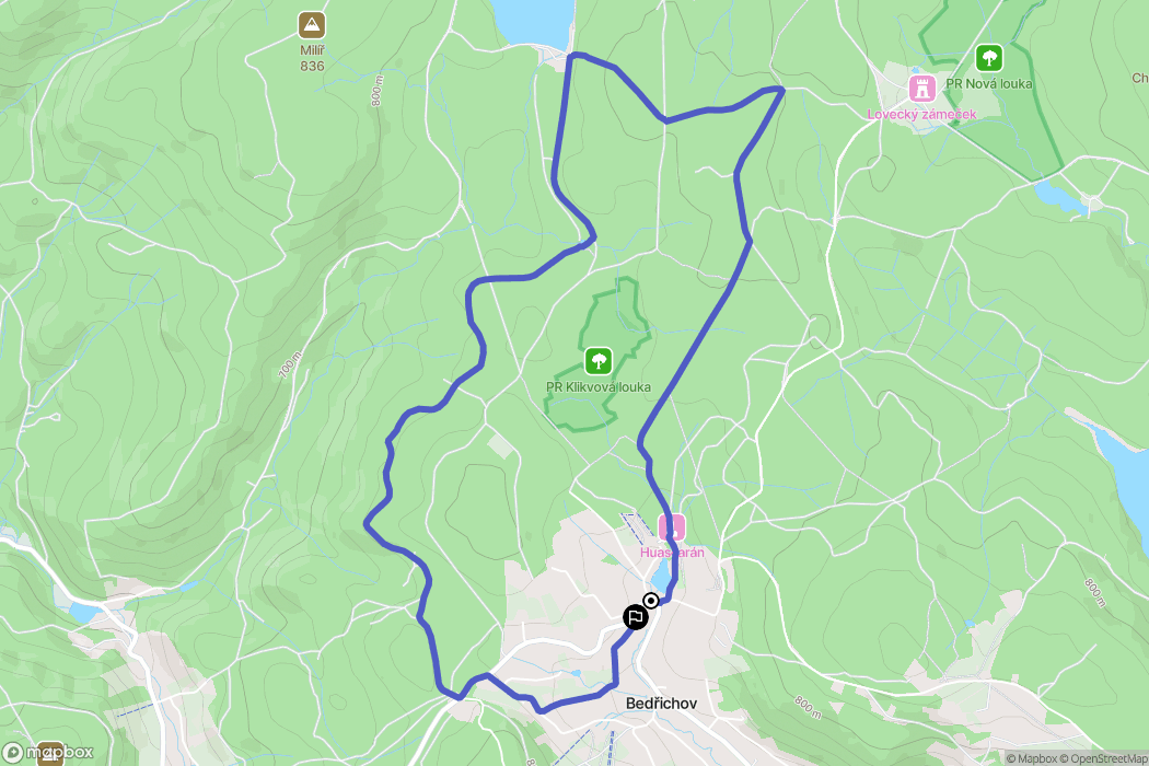 Bedřichov: mapa trasy - Czechia
