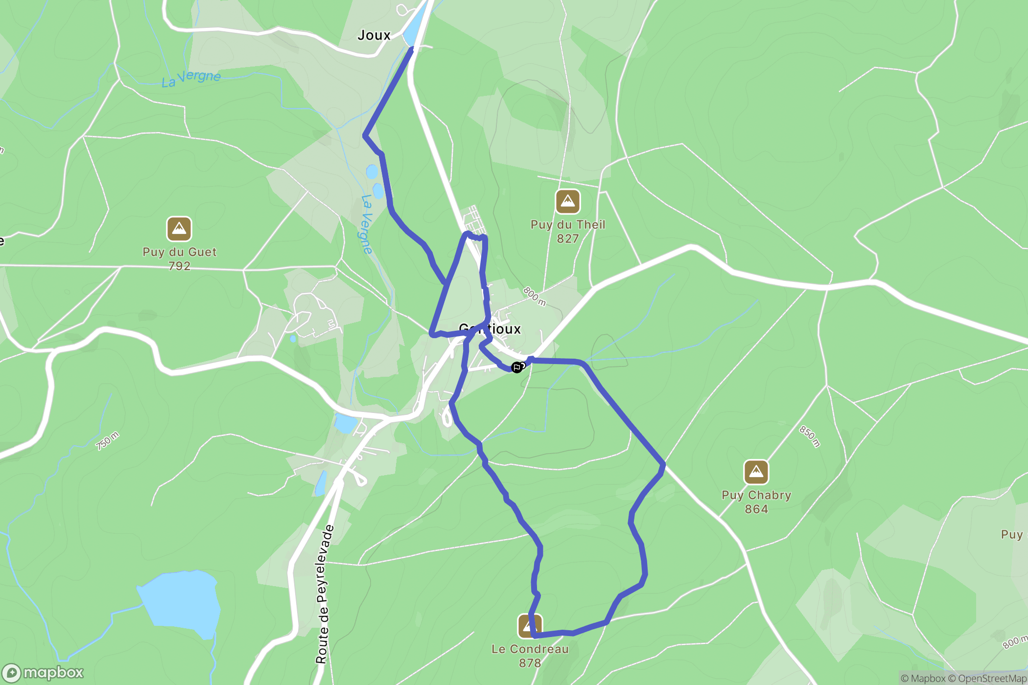 Gentioux-Pigerolles : carte du parcours de randonnée - France