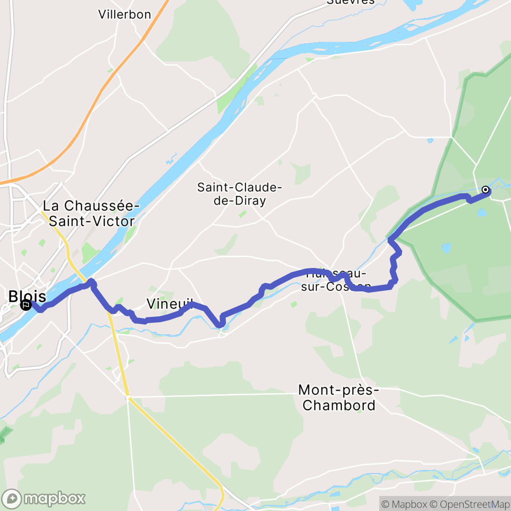 Chambord : carte du parcours de randonnée - France