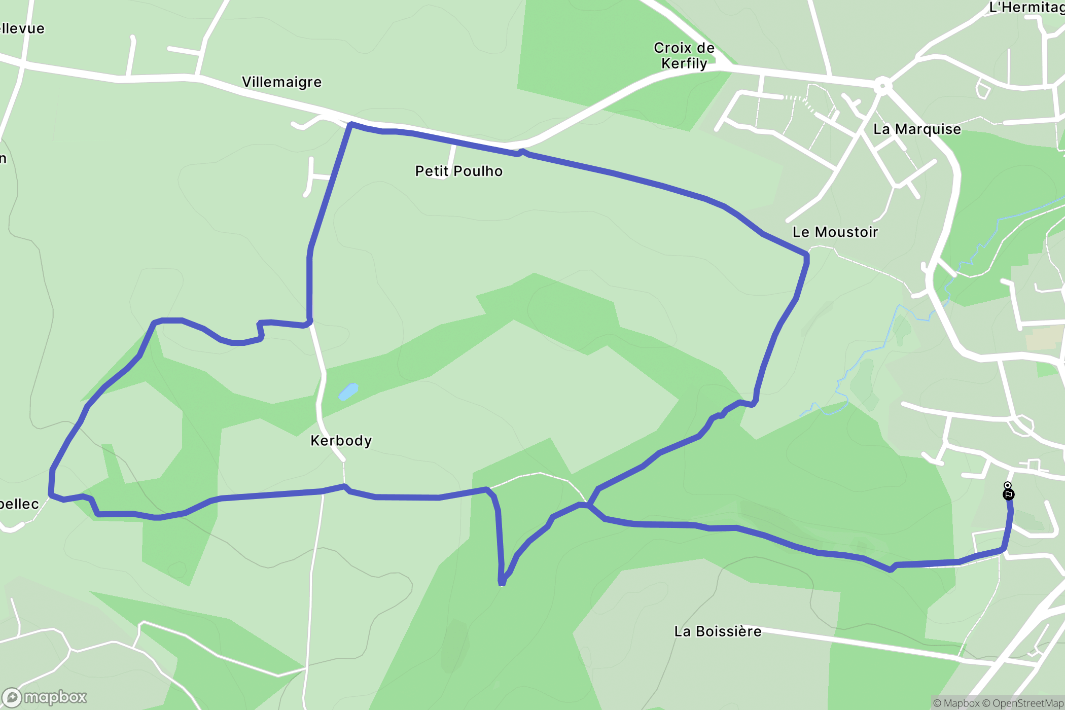 Elven : carte du parcours de randonnée - France