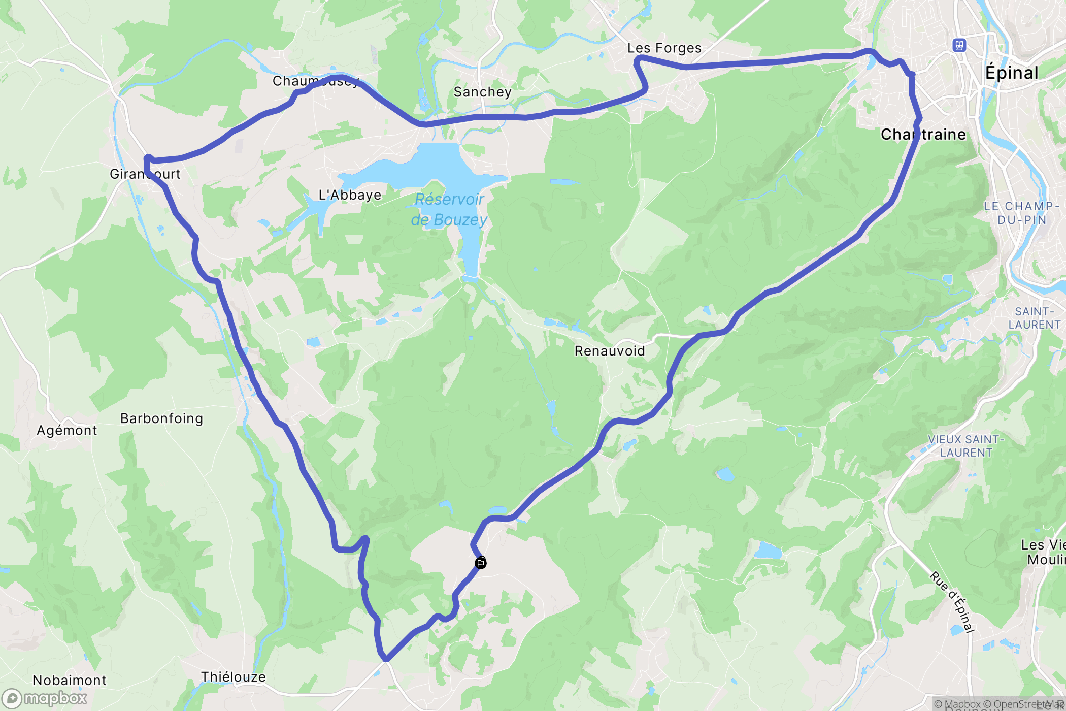 Uzemain : carte du parcours de randonnée - France