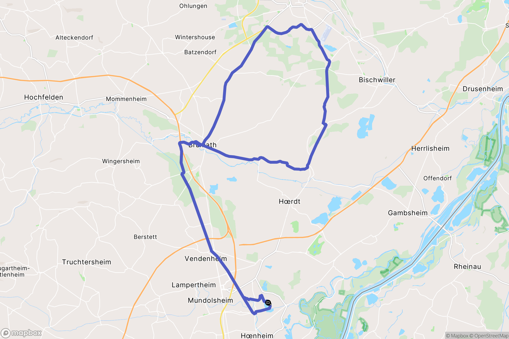 Strasbourg : carte du parcours de randonnée - France