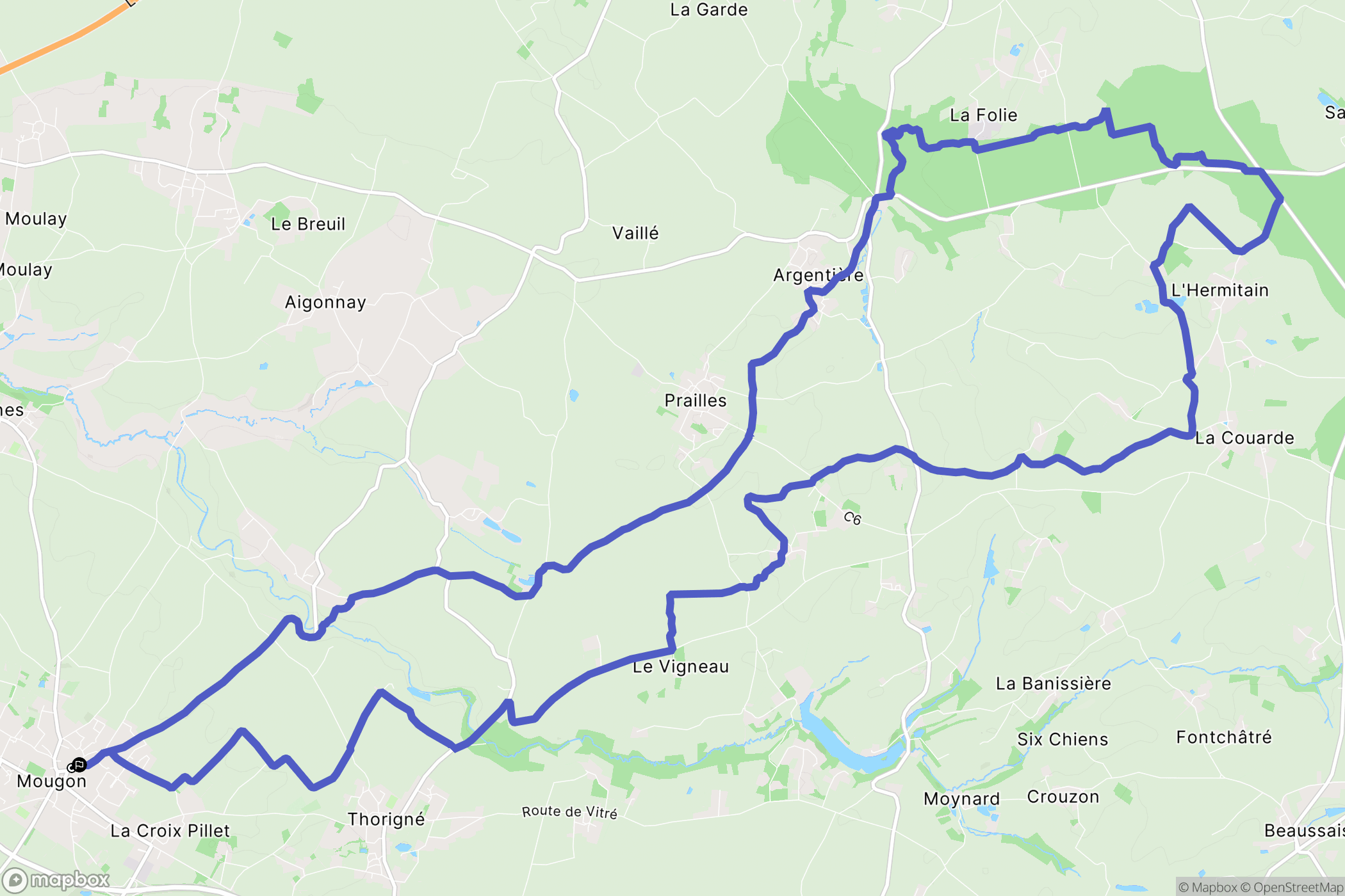 Aigondigné : carte du parcours de randonnée - France