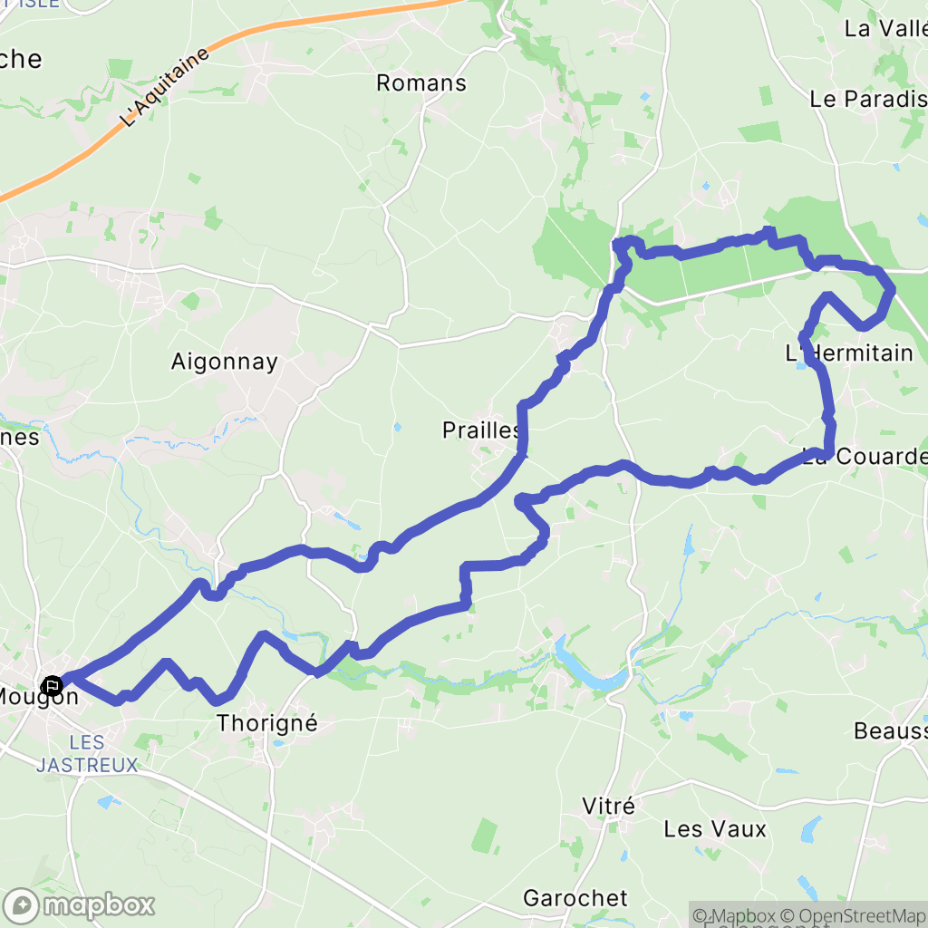 Aigondigné : carte du parcours de randonnée - France