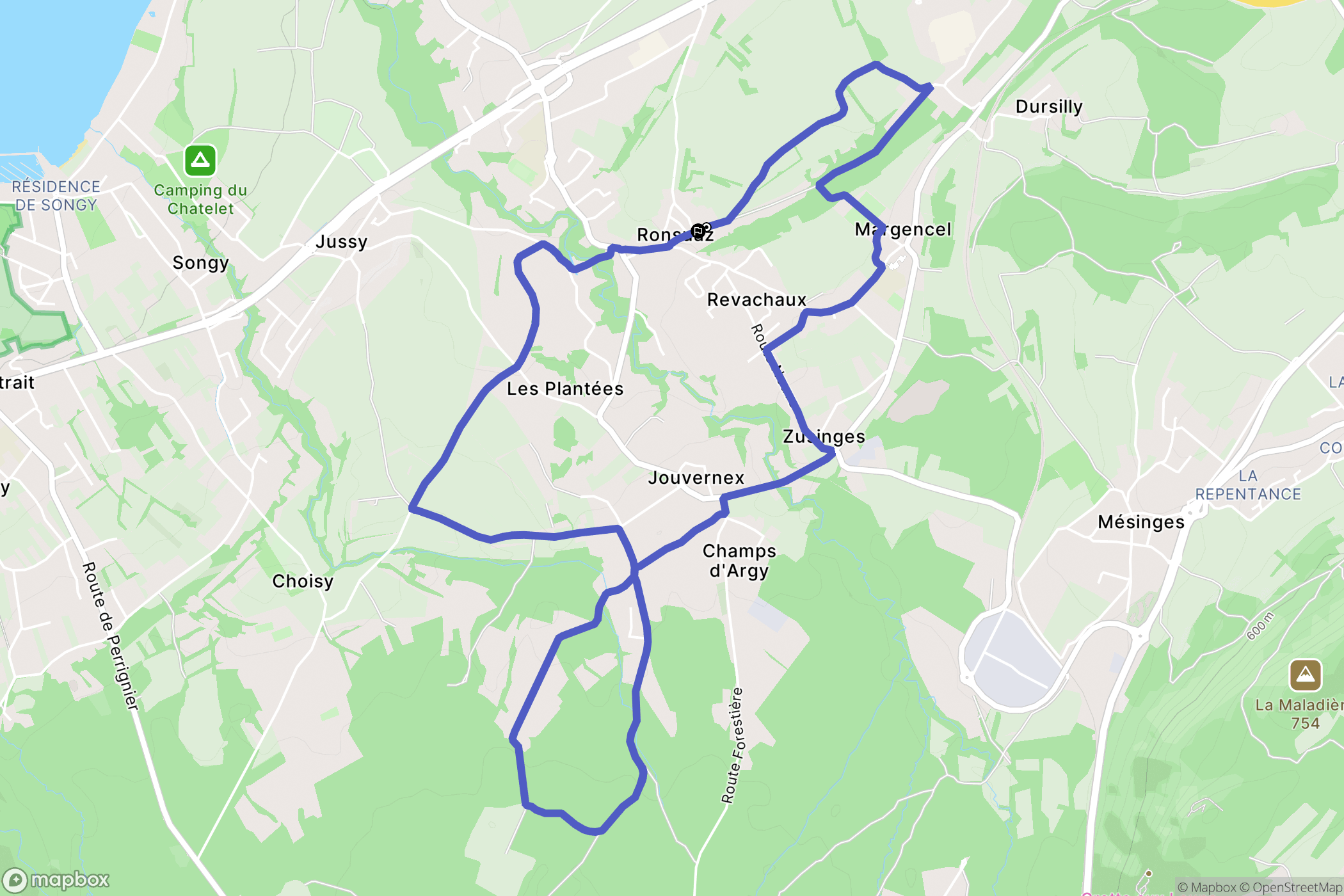 Margencel : carte du parcours de randonnée - France