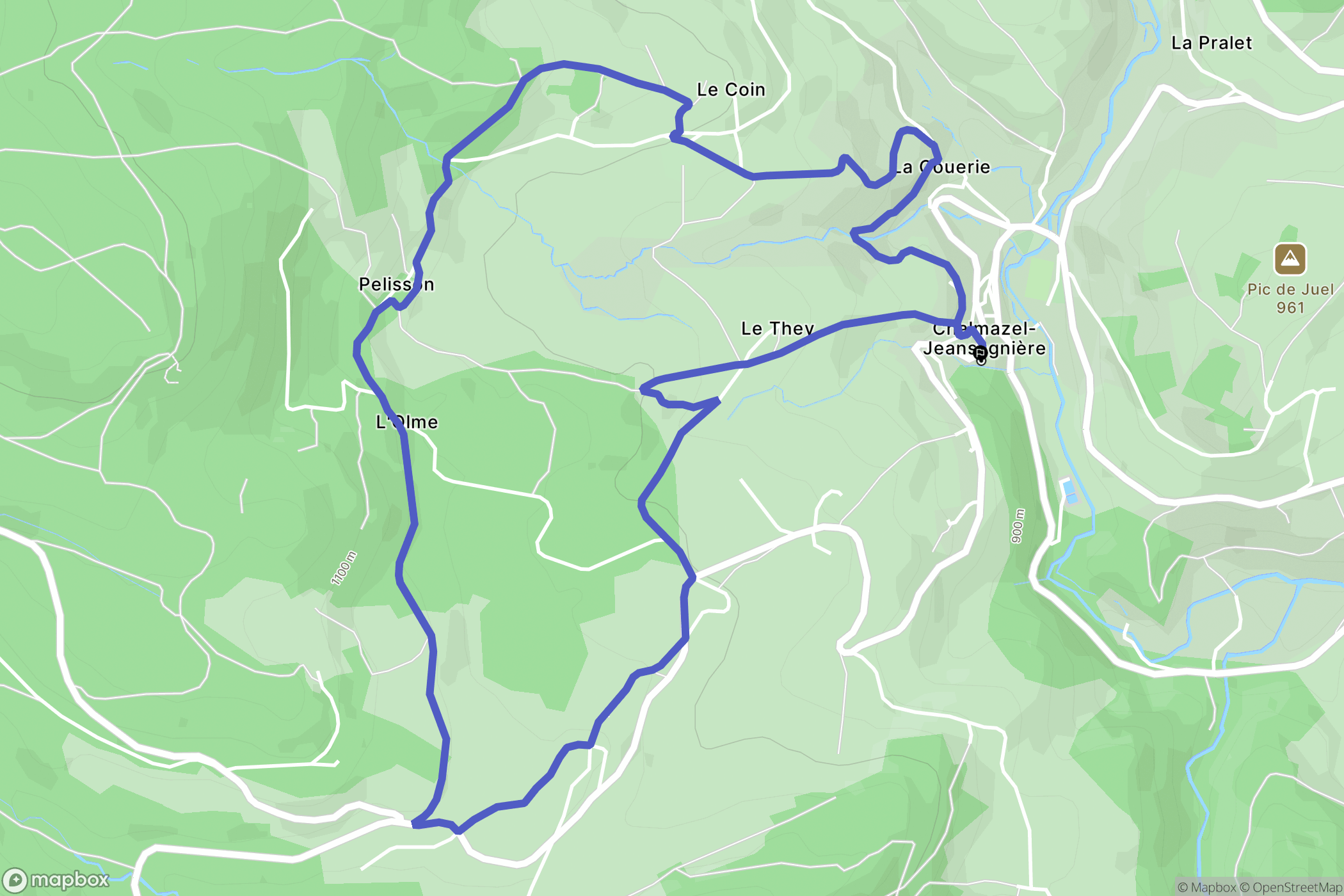 Chalmazel-Jeansagnière : carte du parcours de randonnée - France