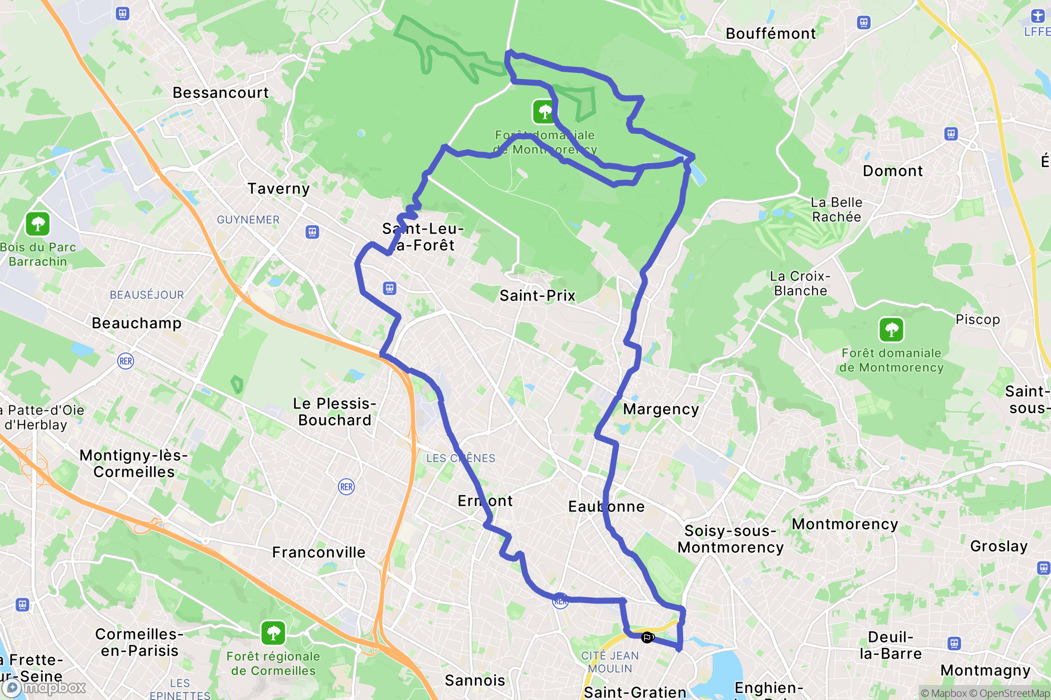 Saint-Gratien : carte du parcours de randonnée - France