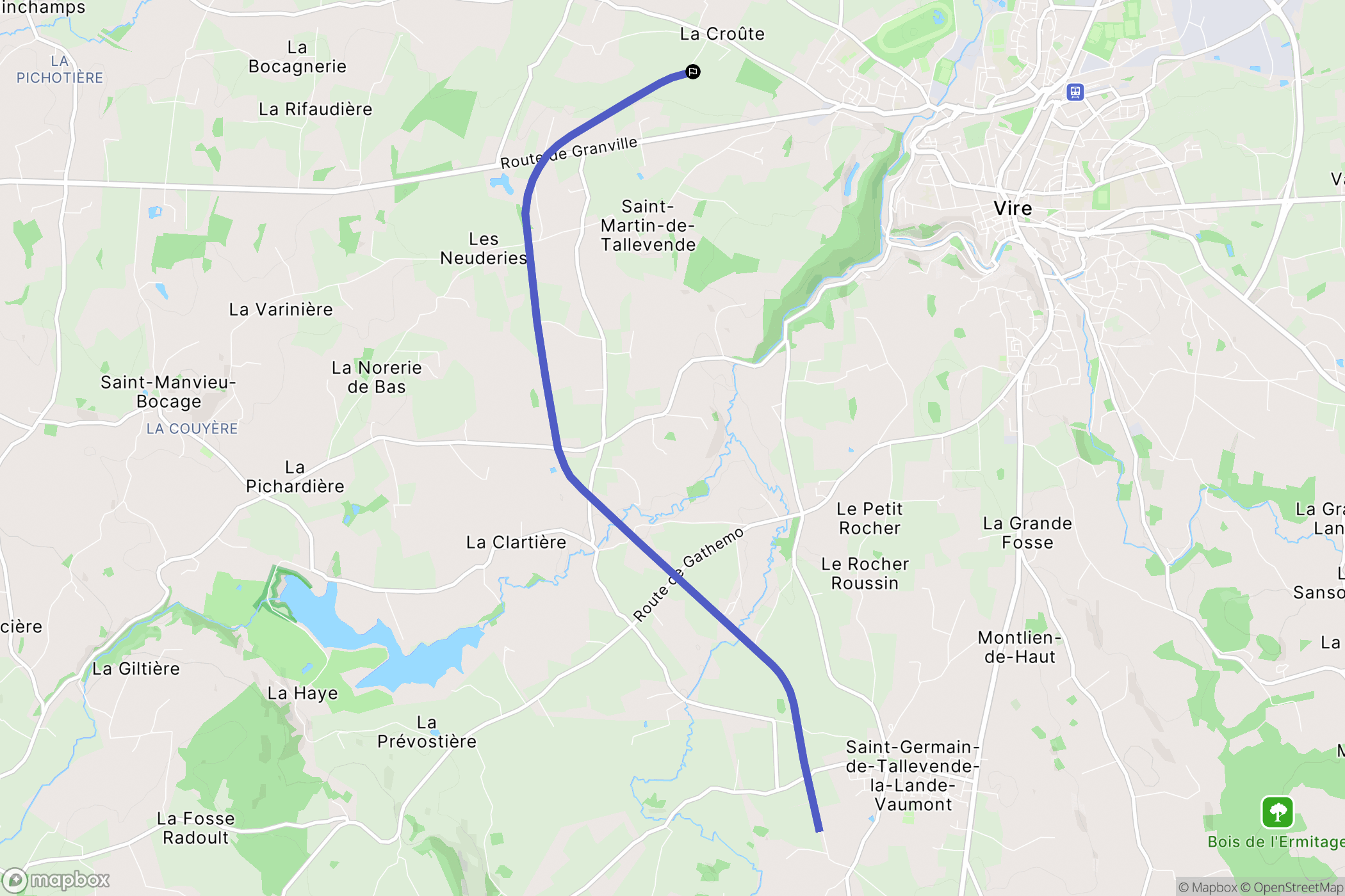 Vire-Normandie : carte du parcours de randonnée - France