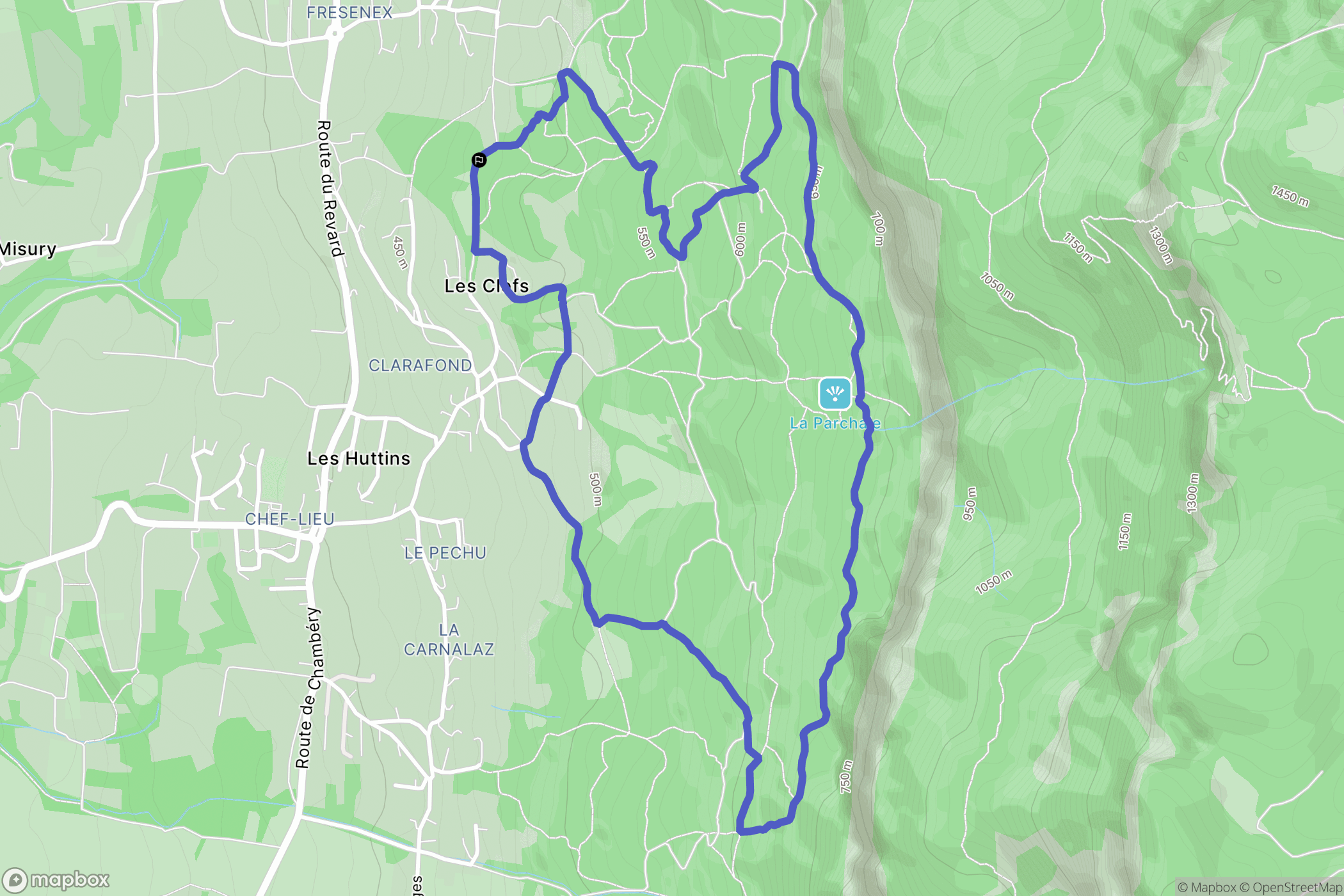 Drumettaz-Clarafond : carte du parcours de randonnée - France