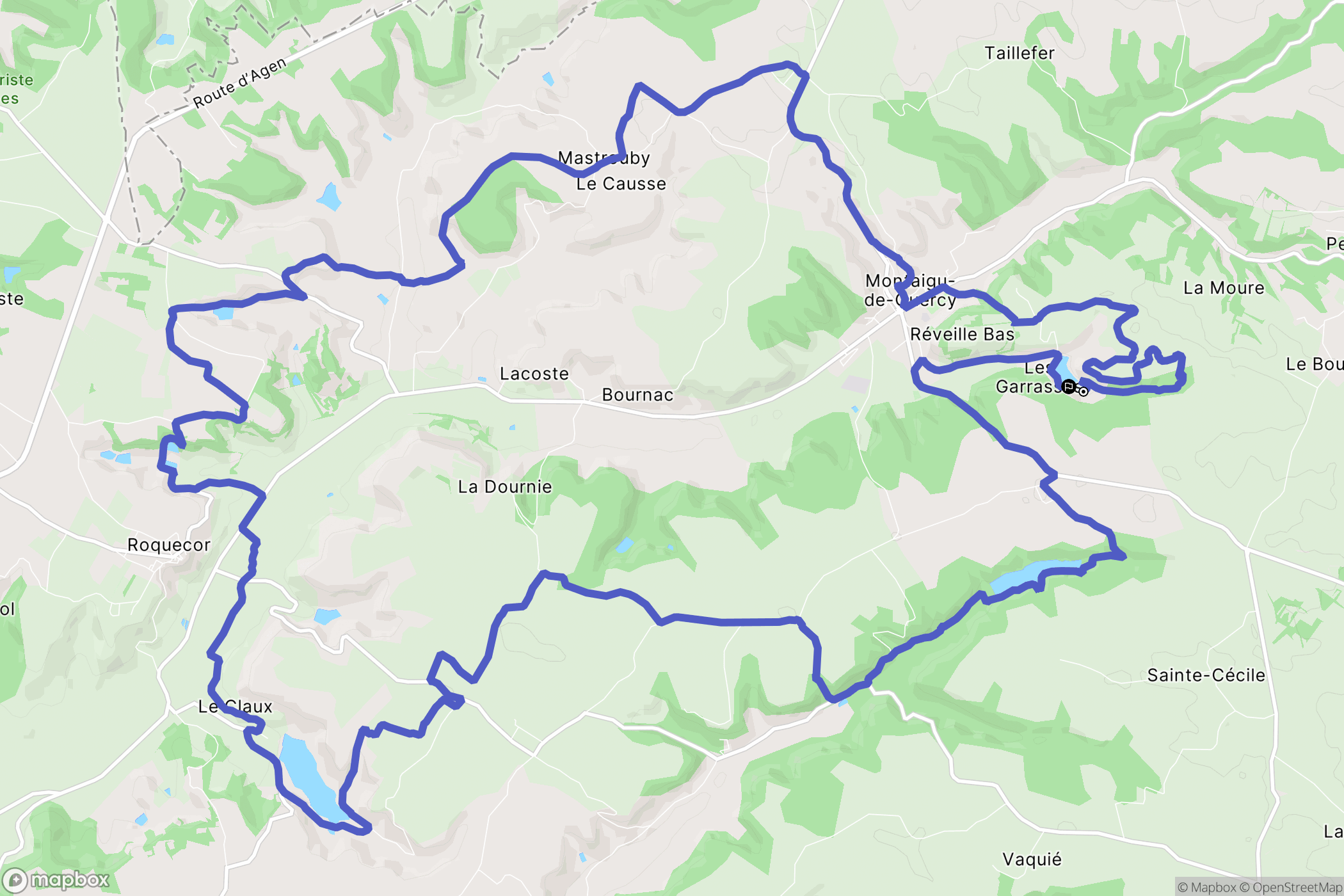Montaigu-de-Quercy : carte du parcours de randonnée - France