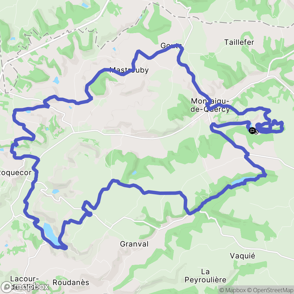 Montaigu-de-Quercy : carte du parcours de randonnée - France