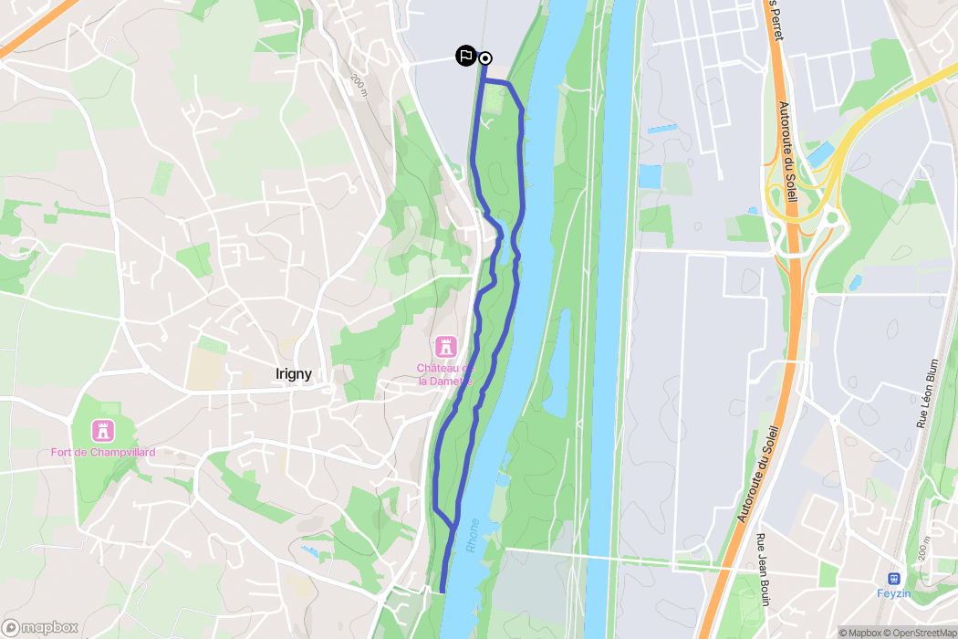 Irigny : carte du parcours de randonnée - France