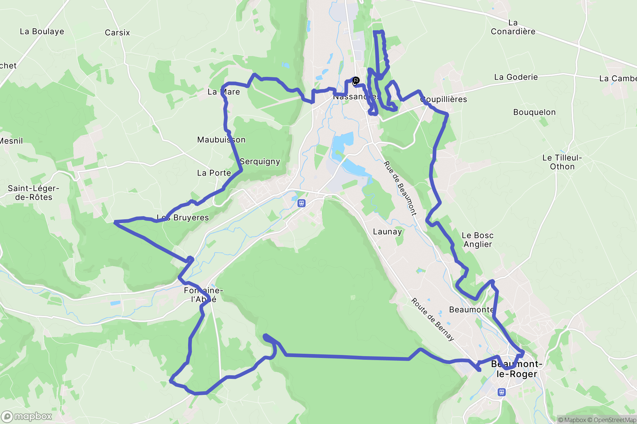 Nassandres sur Risle : carte du parcours de randonnée - France