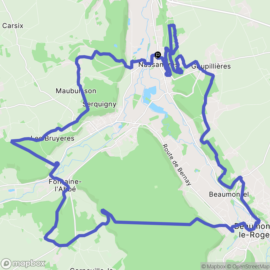 Nassandres sur Risle : carte du parcours de randonnée - France